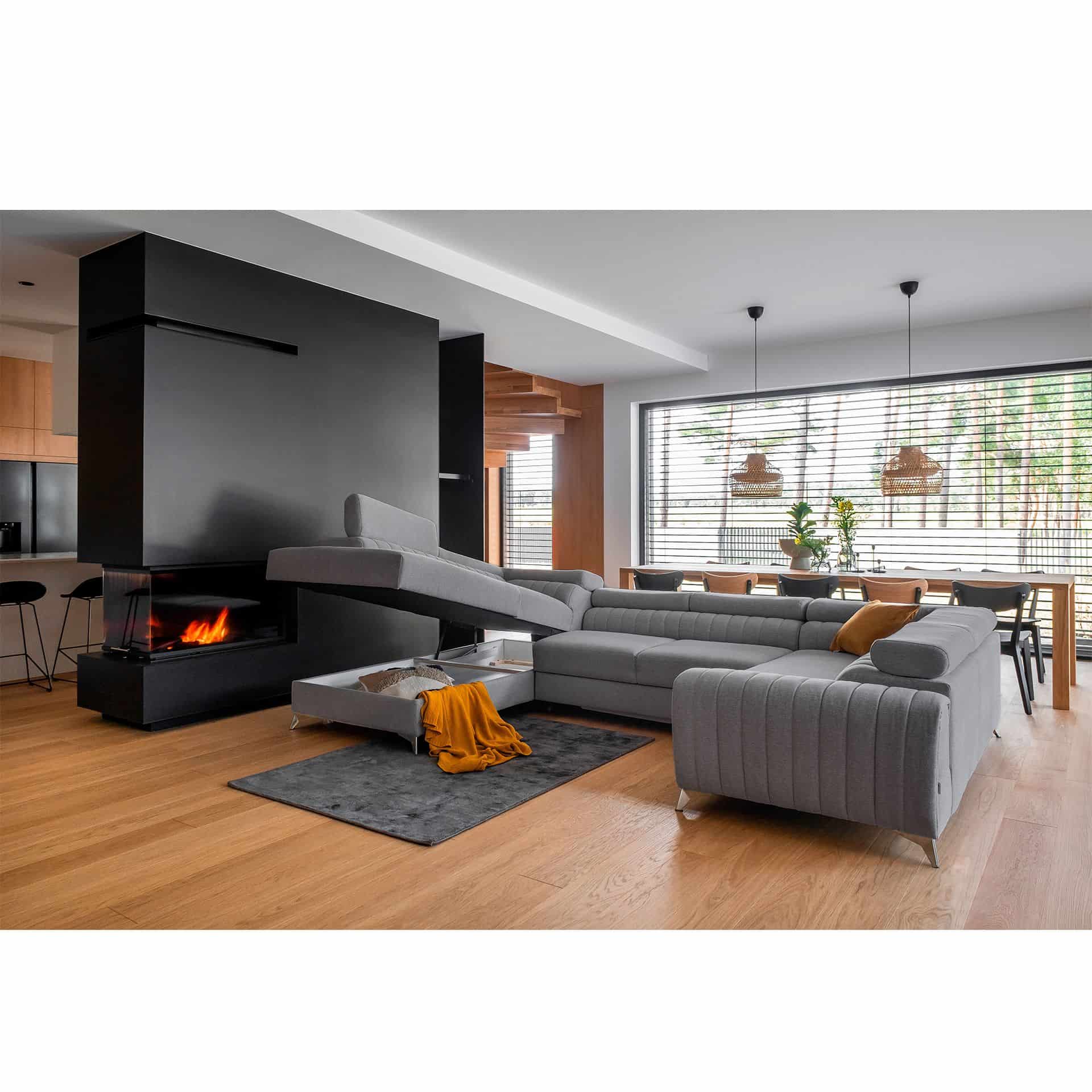Louis Wohnlandschaft mit Schlaffunktion & Bettkasten - Poco-Stoff Louis Wohnlandschaft mit Schlaffunktion & Bettkasten - Poco-Stoff