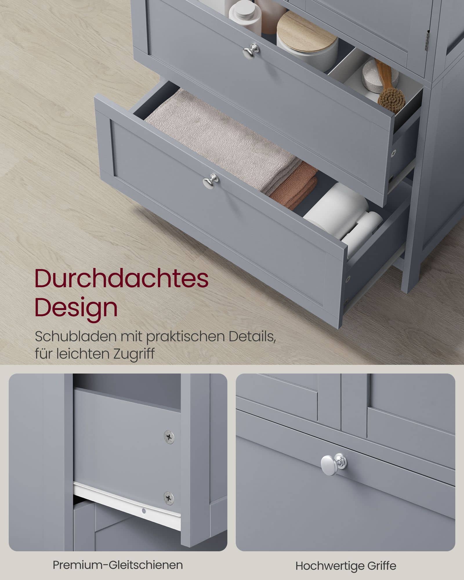 Badezimmerschrank mit 2 Türen und 2 Schubladen Badezimmerschrank mit 2 Türen und 2 Schubladen