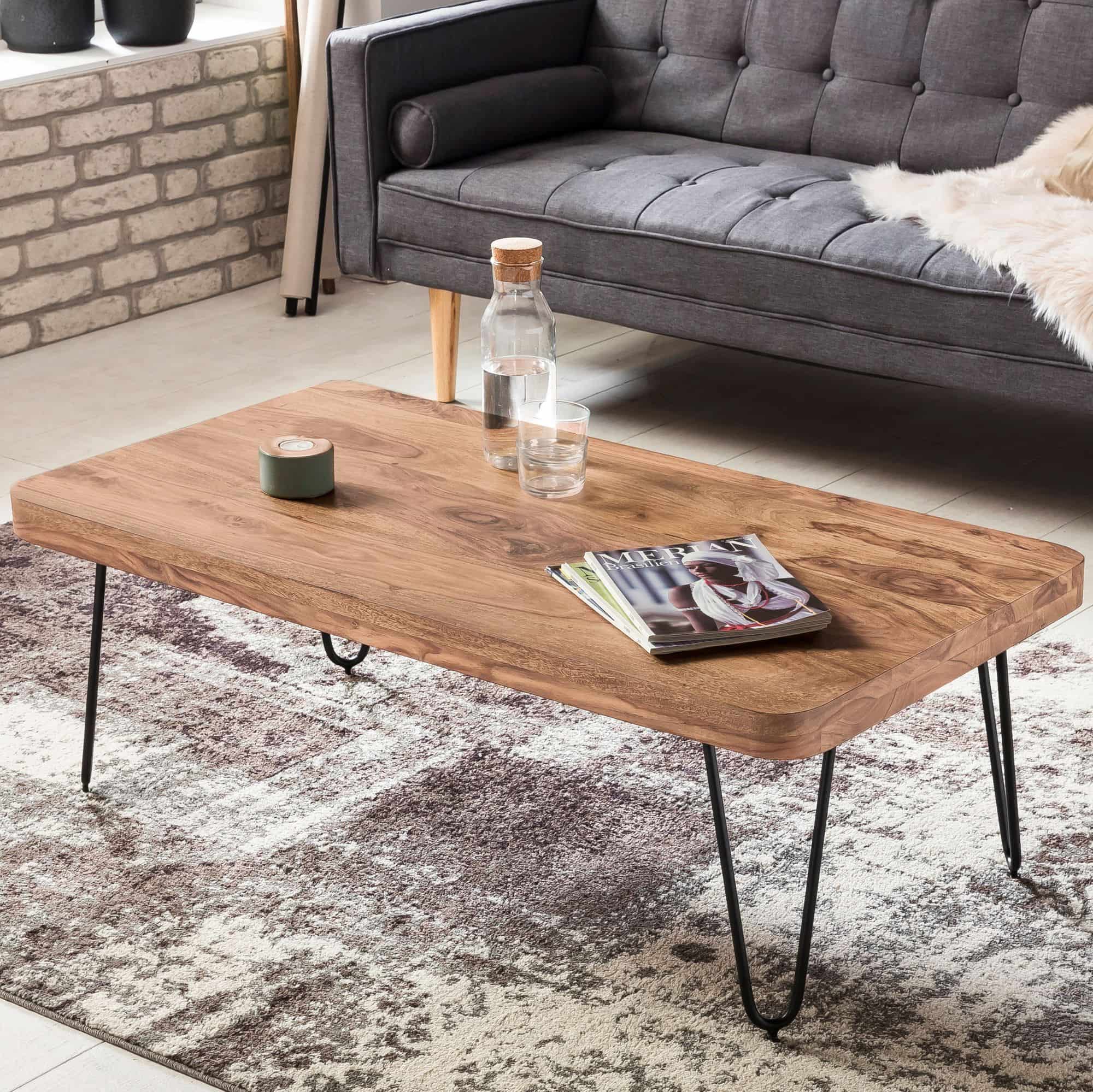 38513-WOHNLING-Couchtisch-BAGLI-Massiv-Holz-AkazieiEjBg0NzUKHW2 Couchtisch BAGLI Massiv-Holz Akazie 115 cm breit Wohnzimmer-Tisch Design Metallbeine Landhaus-Stil Beistelltisch