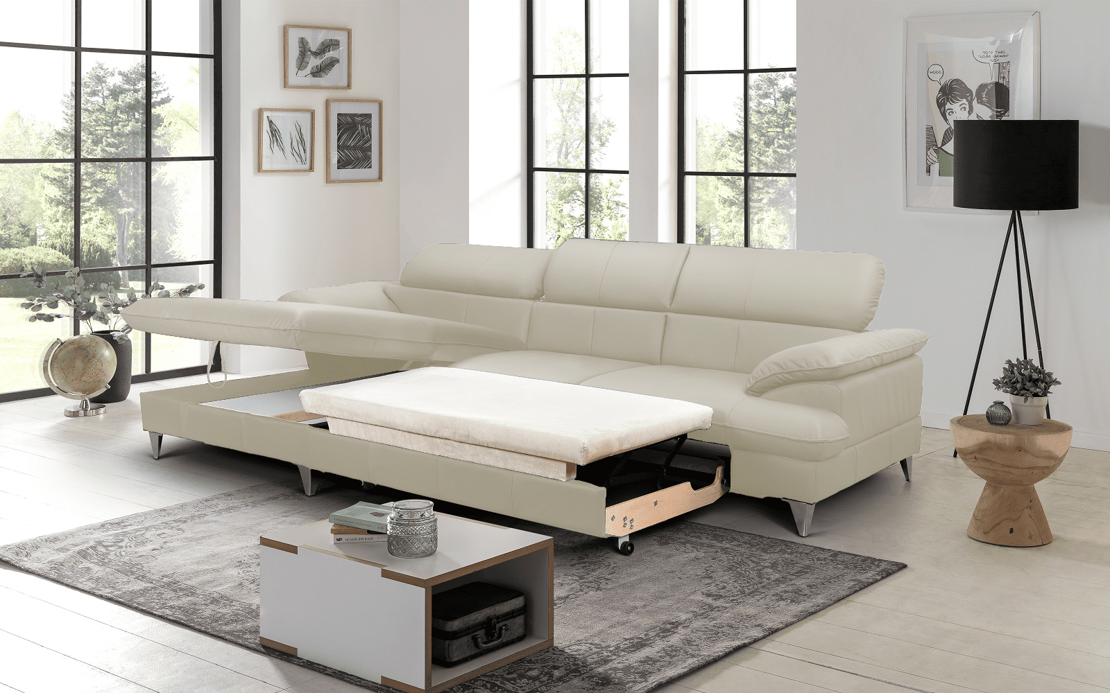 David Ecksofa Echtleder – Schlafsofa mit Bettkasten David Ecksofa Echtleder – Schlafsofa mit Bettkasten