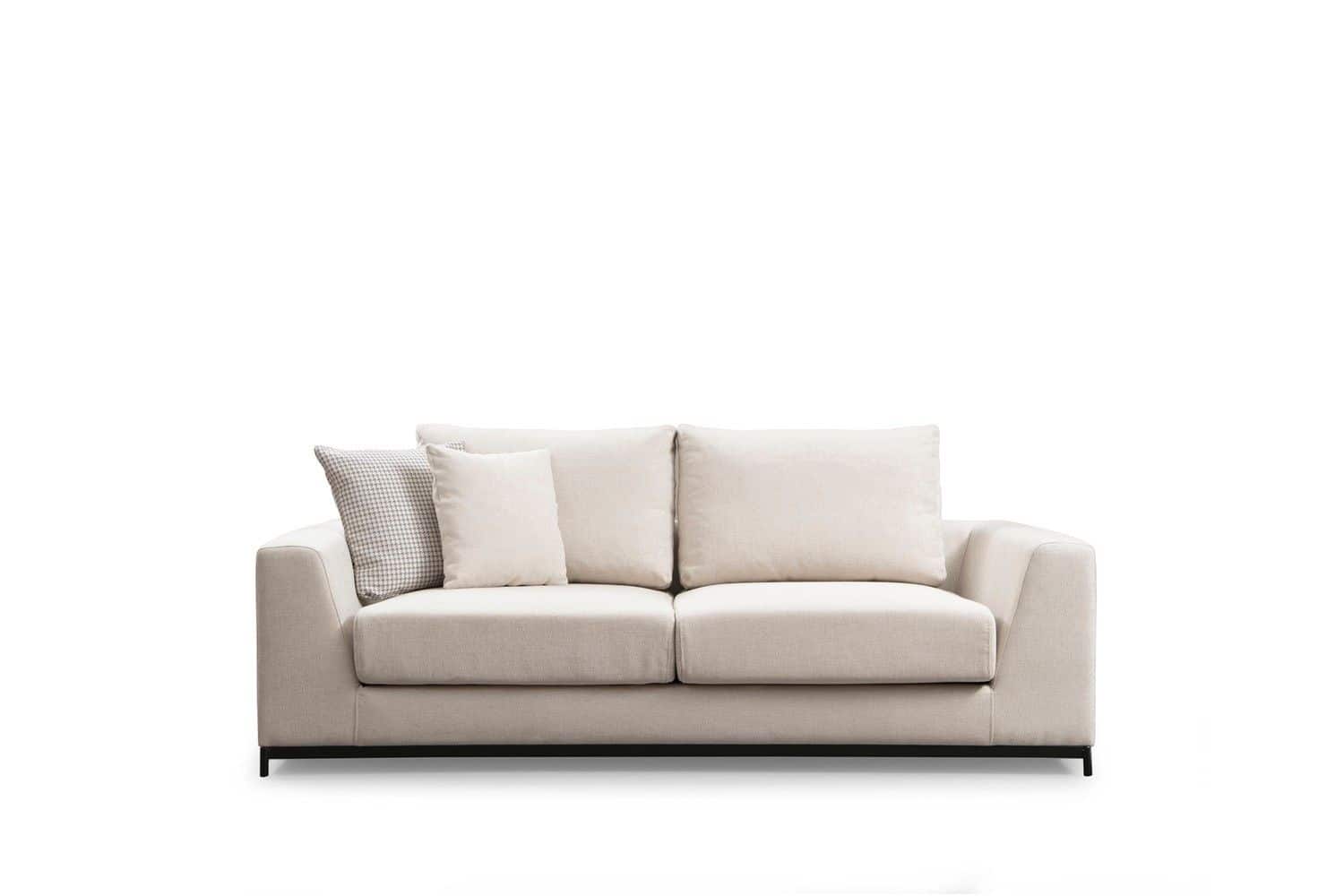 Sofa Line 2-Sitzer Beige – Flachgewebe mit Metallfüßen