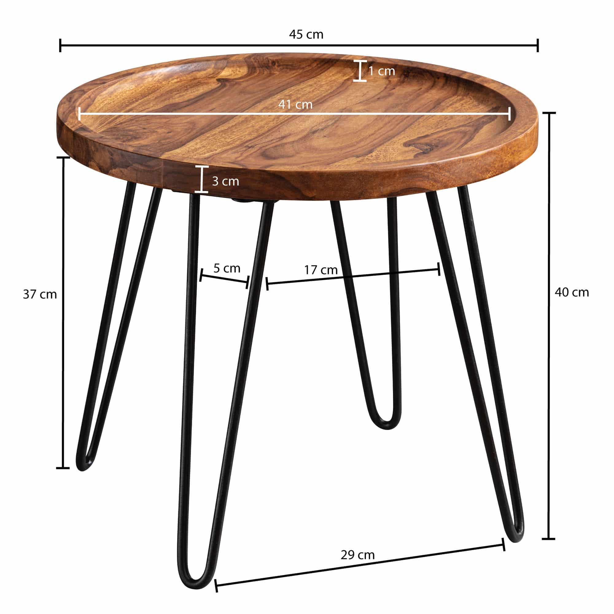 Wohnling Beistelltisch 45 cm – Sheesham massiv & Metall Wohnling Beistelltisch 45 cm – Sheesham massiv & Metall