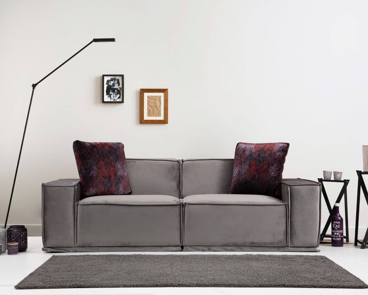 Sofa Lego 2-Sitzer Grau Mikrofaser Samtvelours Sofa Lego 2-Sitzer Grau Mikrofaser Samtvelours