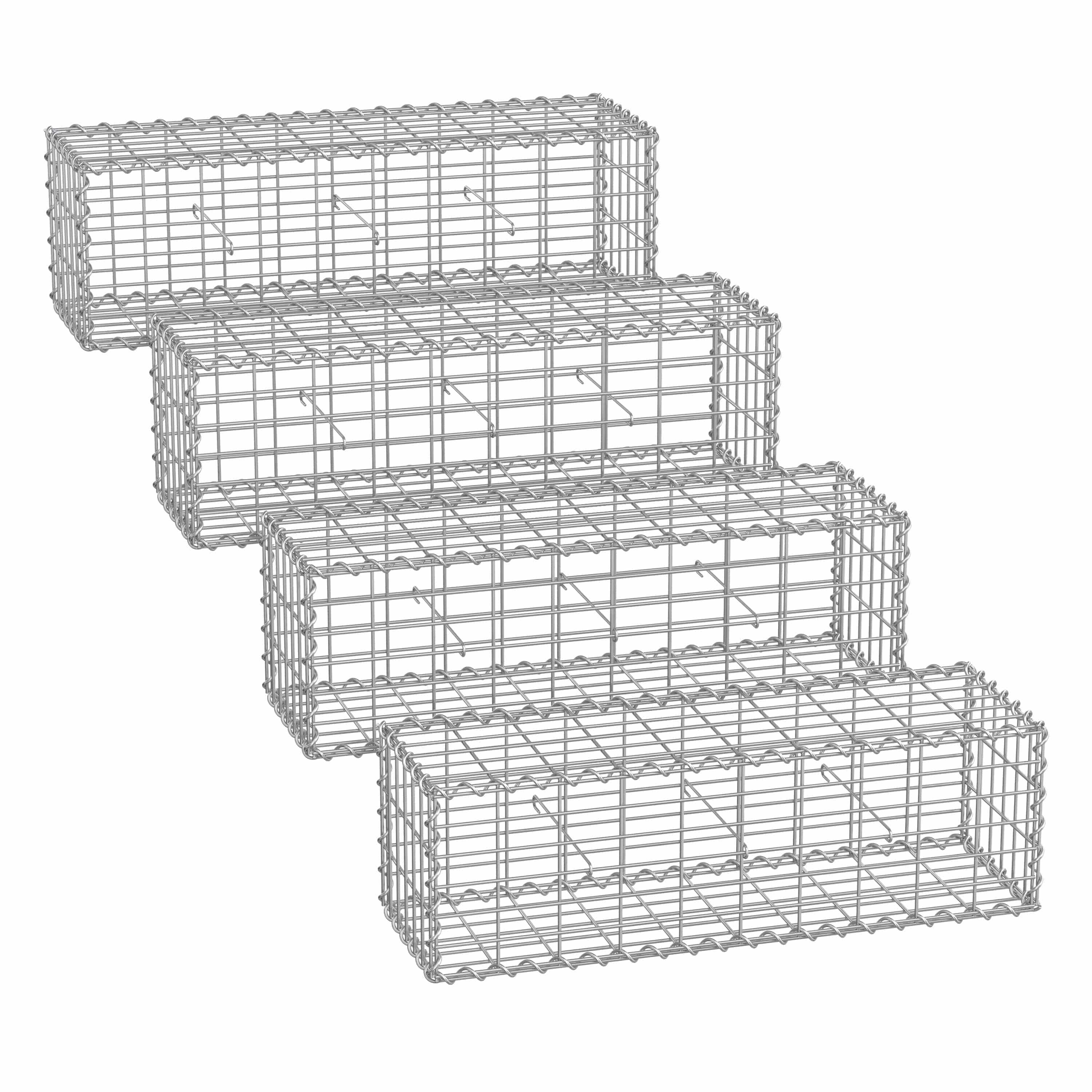 Gabionenkörbe mit 5 x 10 cm Maschenweite 4er Set silber