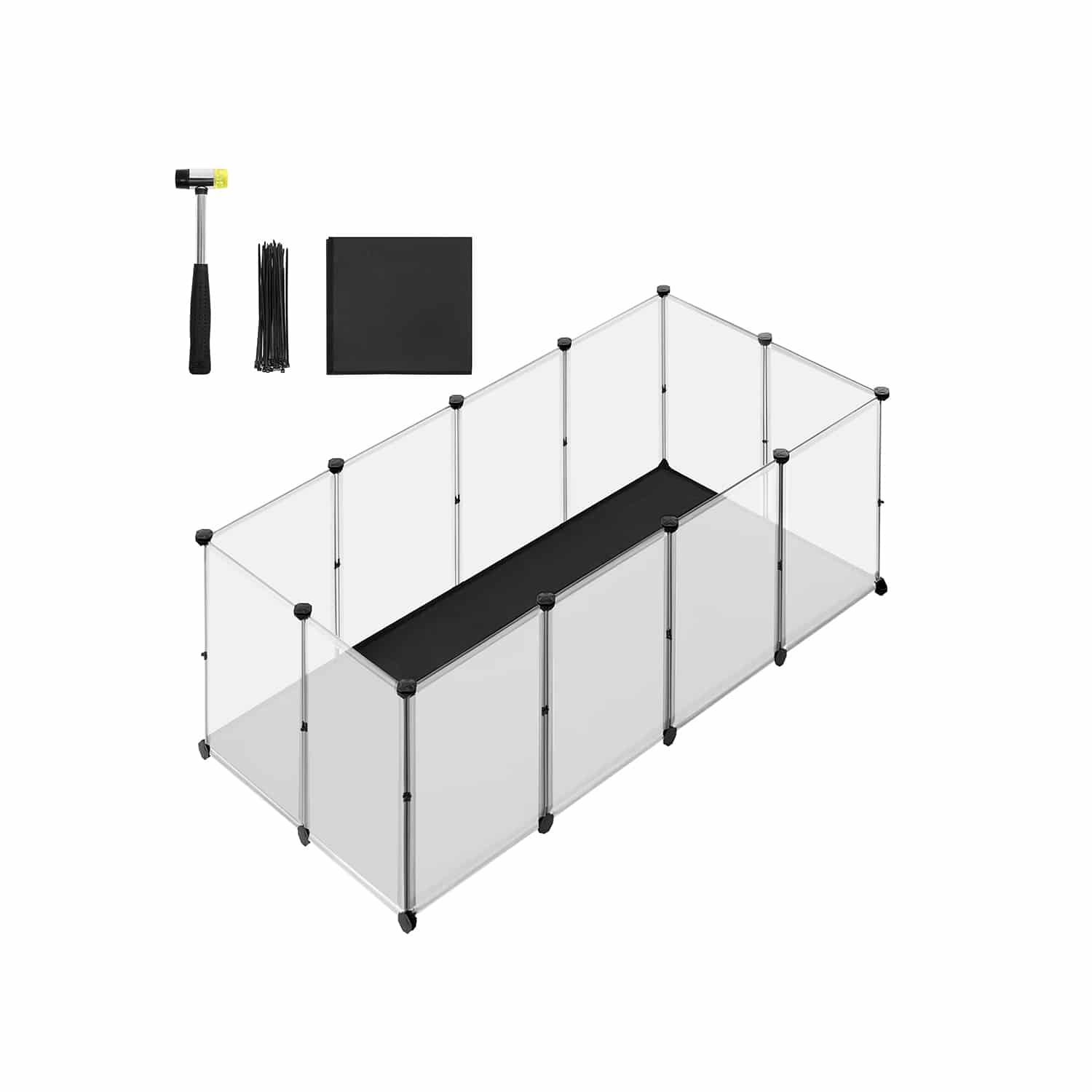 Kleintiergehege mit Bodenplatten 145 x 73 x 57 cm weiß