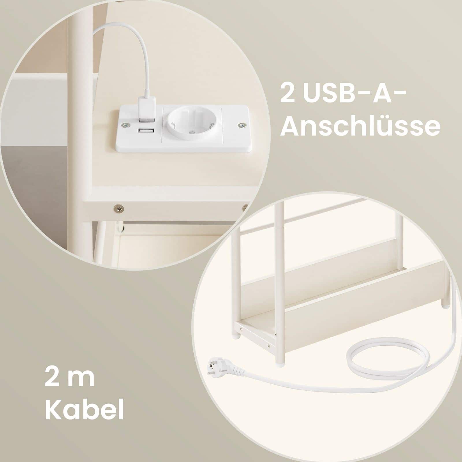 Schmaler Sofatisch mit 3 Ablagen, Nachttisch mit Zeitschriftenhalter, für Schlafzimmer