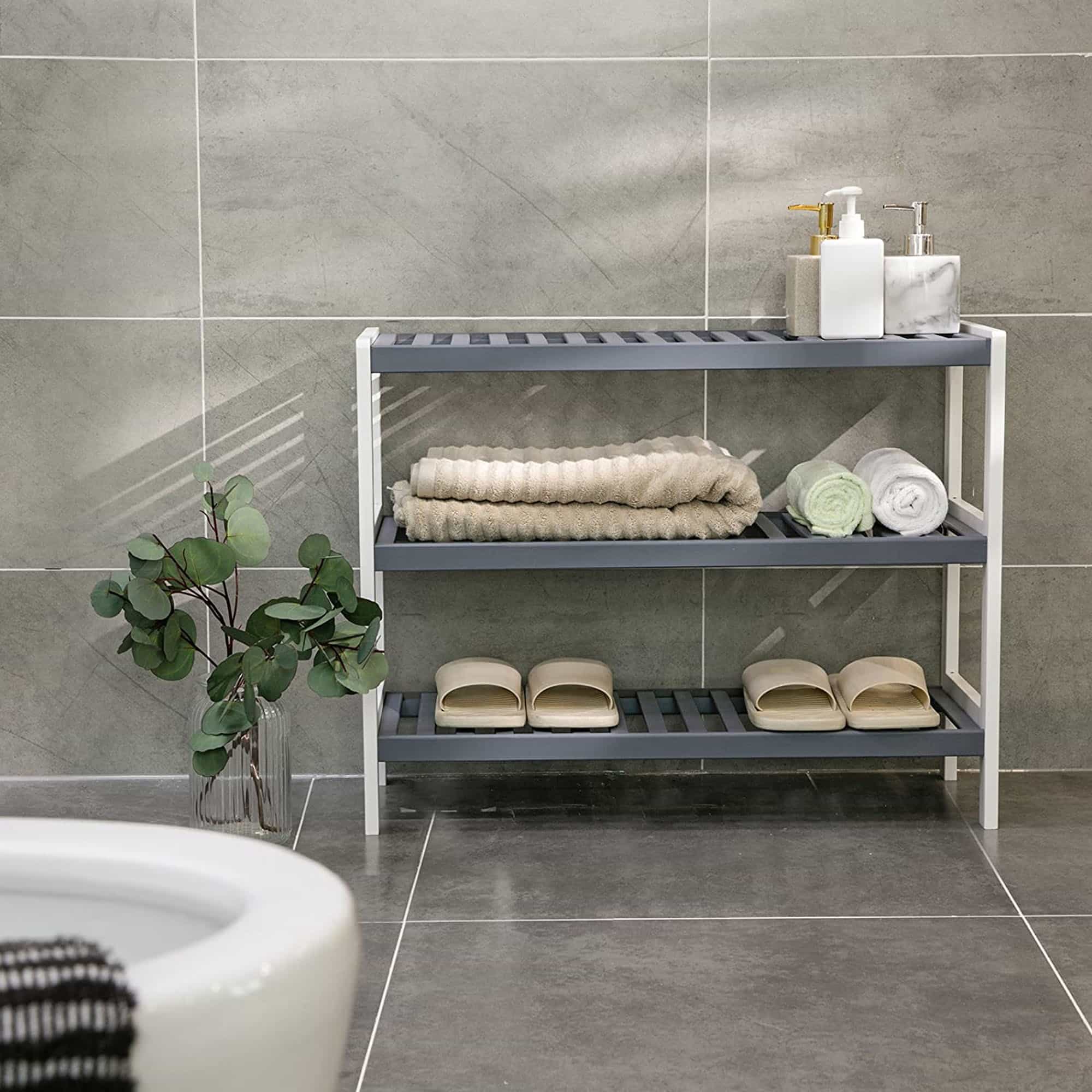 Schuhregal aus Bambus mit 3 Ebenen-LBS03WG Schuhregal aus Bambus mit 3 Ebenen-LBS03WG