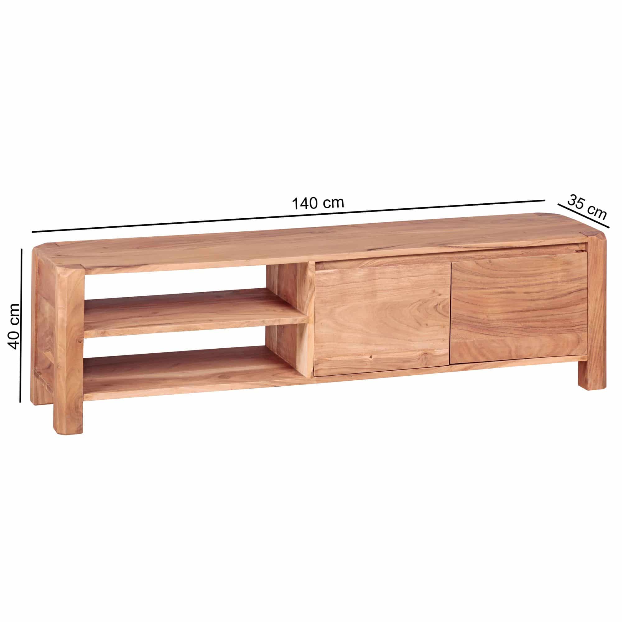 Lowboard BOHA Massivholz Akazie Kommode 140 cm TV-Board Ablage-Fächer Landhaus-Stil Unterschrank 40 cm TV-Möbel Lowboard BOHA Massivholz Akazie Kommode 140 cm TV-Board Ablage-Fächer Landhaus-Stil Unterschrank 40 cm TV-Möbel