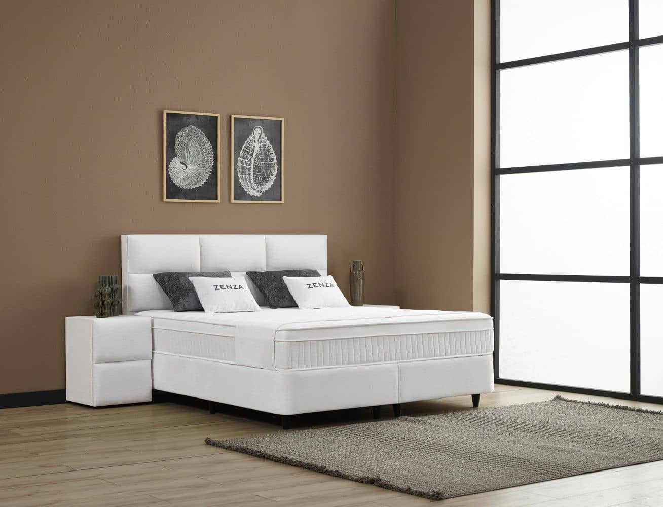 Boxspringbett Zenza Creme mit Bettkasten – ABC Bedding