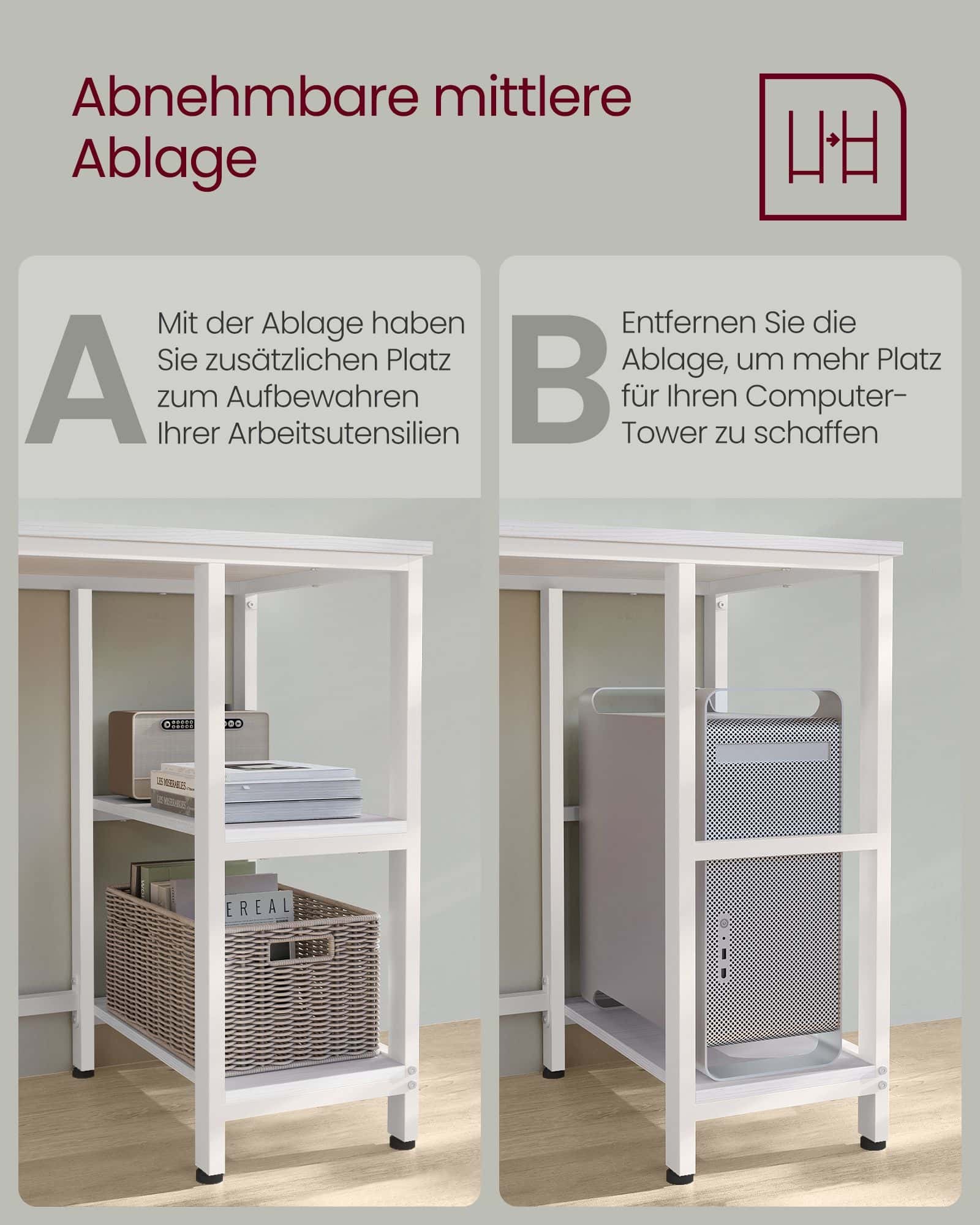 L-förmiger Computertisch einfacher Aufbau ahornweiß