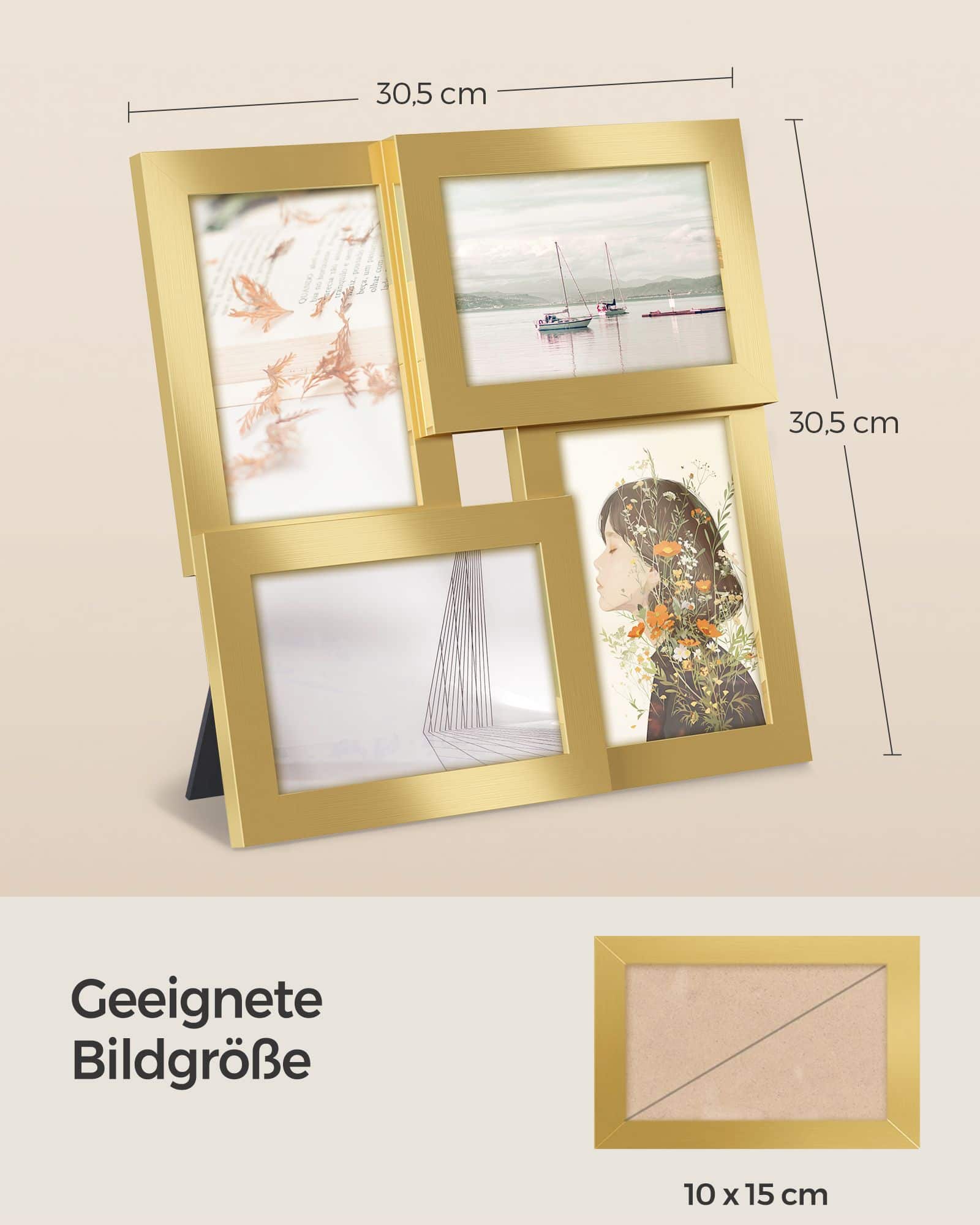4 Fotorahmen für 10 x 15 cm Bilder Wanddeko 4 Fotorahmen für 10 x 15 cm Bilder Wanddeko