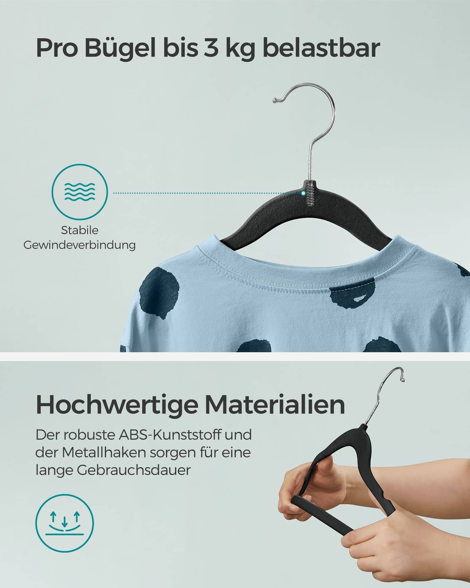 Kinderkleiderbügel 50er Set mit 360° drehbaren Haken tintenschwarz-CRF027B05 Kinderkleiderbügel 50er Set mit 360° drehbaren Haken tintenschwarz-CRF027B05