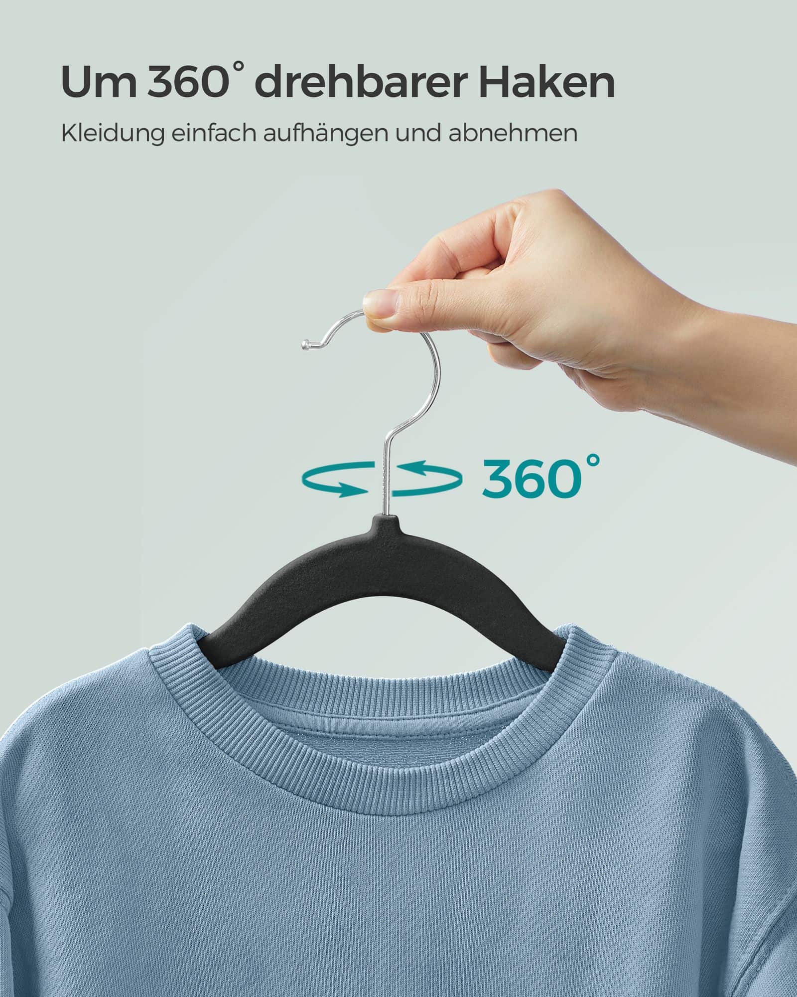 Kinderkleiderbügel 50er Set mit 360° drehbaren Haken tintenschwarz-CRF027B05