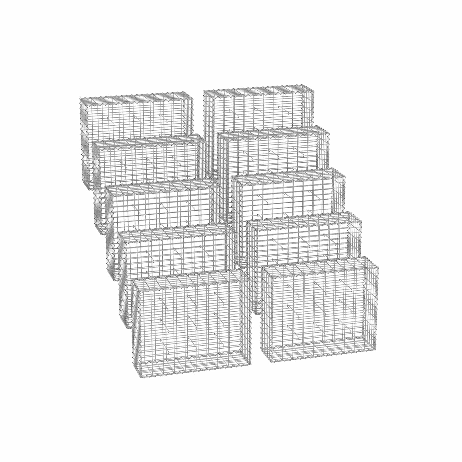 Gabionenkörbe 100 x 80 x 30 cm 10r Set silber-B34GGB083V1 Gabionenkörbe 100 x 80 x 30 cm 10r Set silber-B34GGB083V1