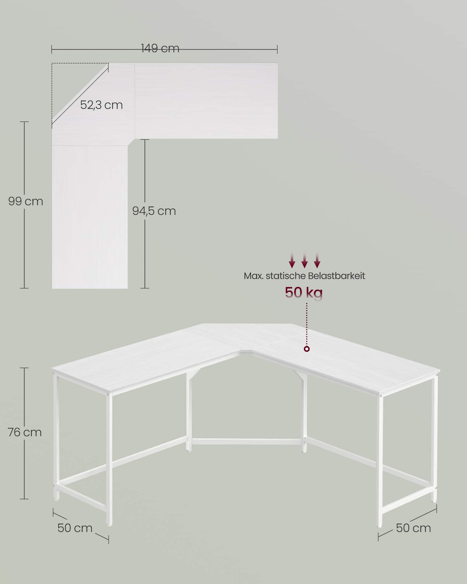 L-förmiger Schreibtisch 149 x 149 x 76 cm platzsparend L-förmiger Schreibtisch 149 x 149 x 76 cm platzsparend