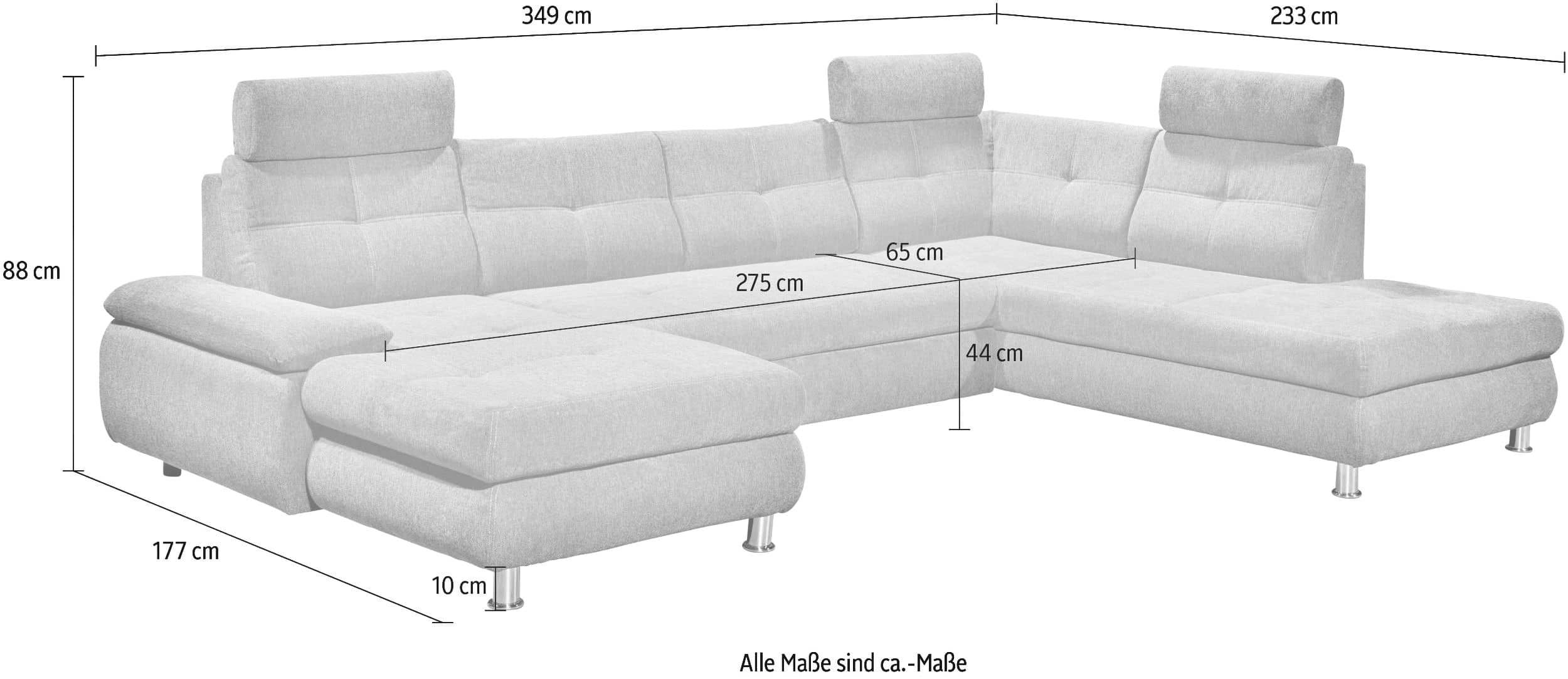Wohnlandschaft Alba von ED Exciting Design mit Schlaffunktion & Bettkasten – U-Form Sofa aus hochwertigem Brego-Stoff Wohnlandschaft Alba von ED Exciting Design mit Schlaffunktion & Bettkasten – U-Form Sofa aus hochwertigem Brego-Stoff