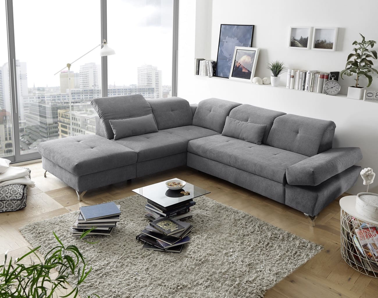Ecksofa Melfi mit Schlaffunktion – Dark Grey – ED Exciting Design