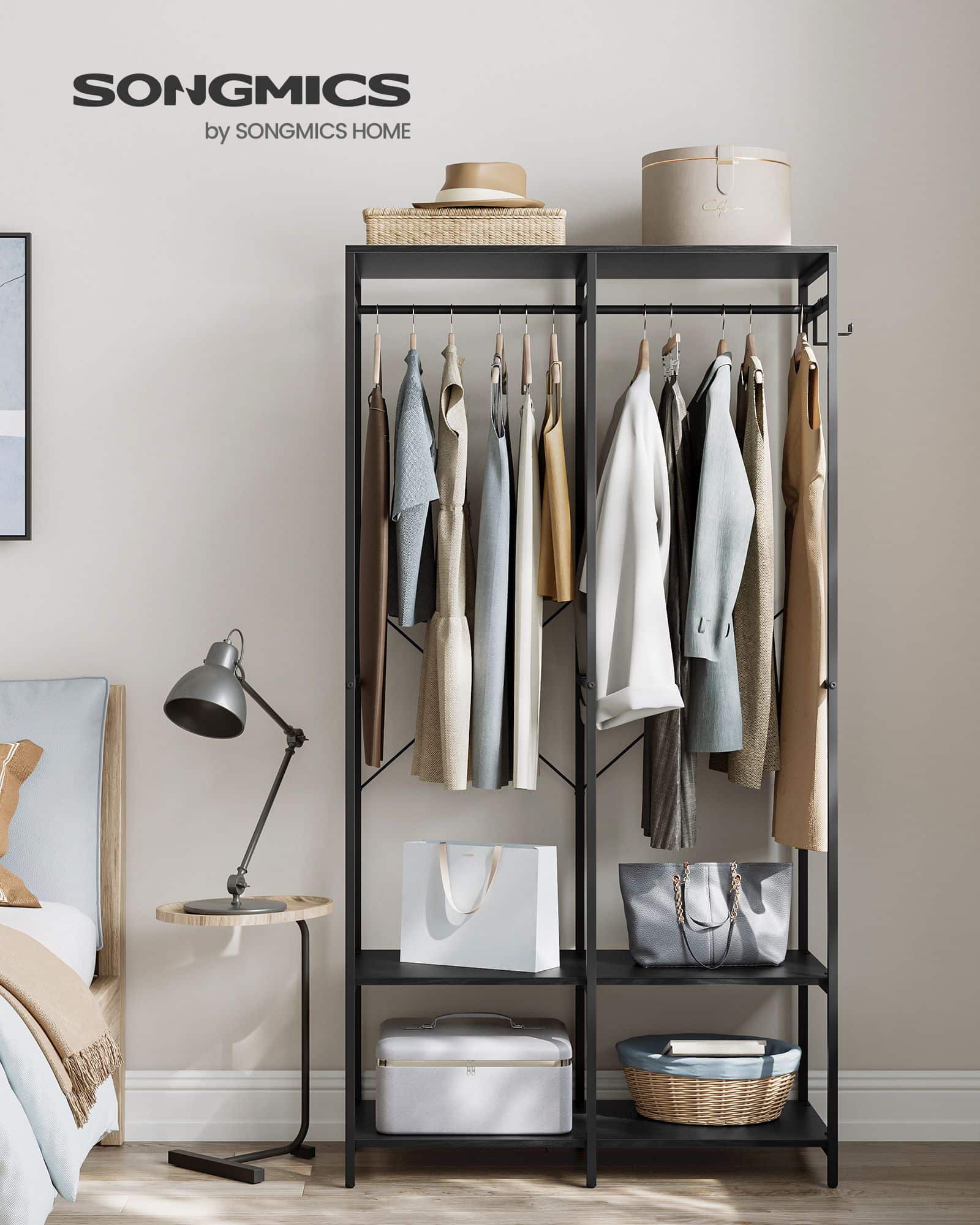 Kleiderschrank offen mit Kleiderstange ebenholzschwarz Kleiderschrank offen mit Kleiderstange ebenholzschwarz