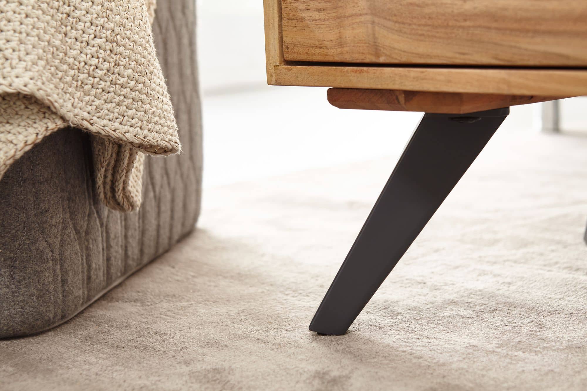 Couchtisch 95x45x45 cm Akazie Wohnzimmertisch Massivholz Rechteckig