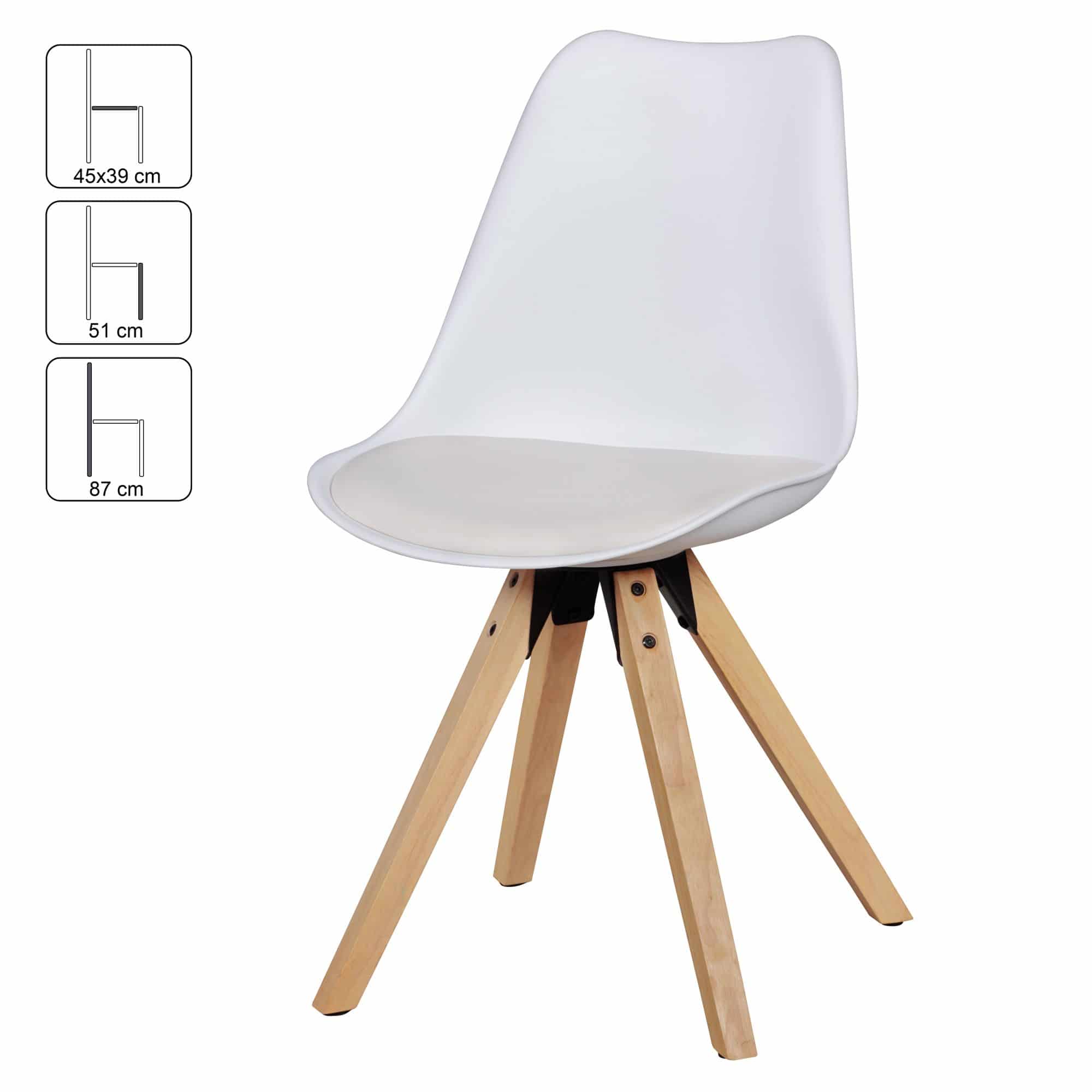 42054-WOHNLING-2er-Set-Retro-Esszimmerstuhl-LIMA-weiss-Polsterstuhl-Skandinavisch-Rueckenlehne-Kuechenstuhl-Kunstleder-gepolstert-Stuhlgruppe-Schalensitz-Stuhl-Sitzmoebel-classic 2er Set Retro Esszimmerstuhl LIMA weiß