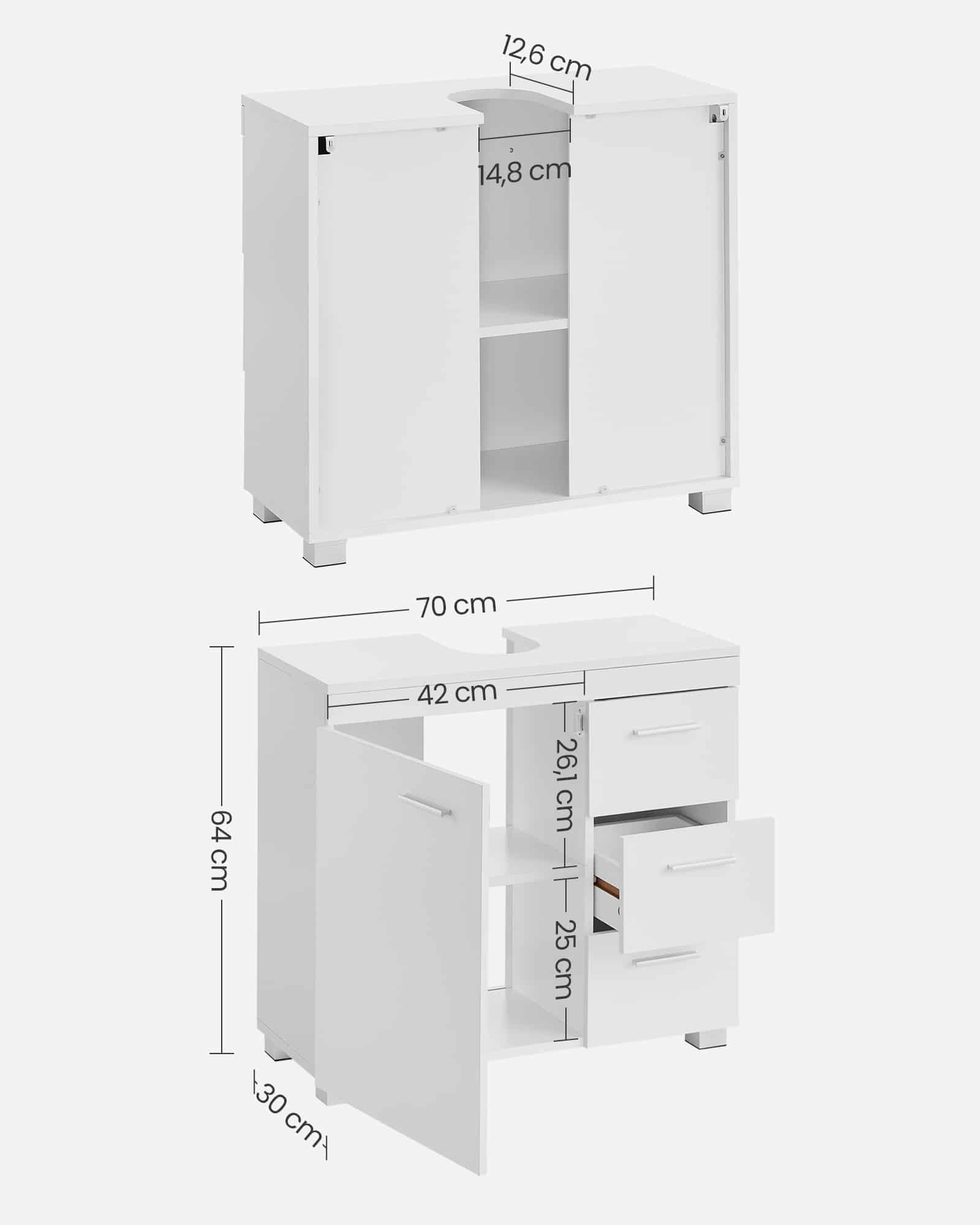 BBK503W10-5 Waschbeckenunterschrank mit Schubladen
