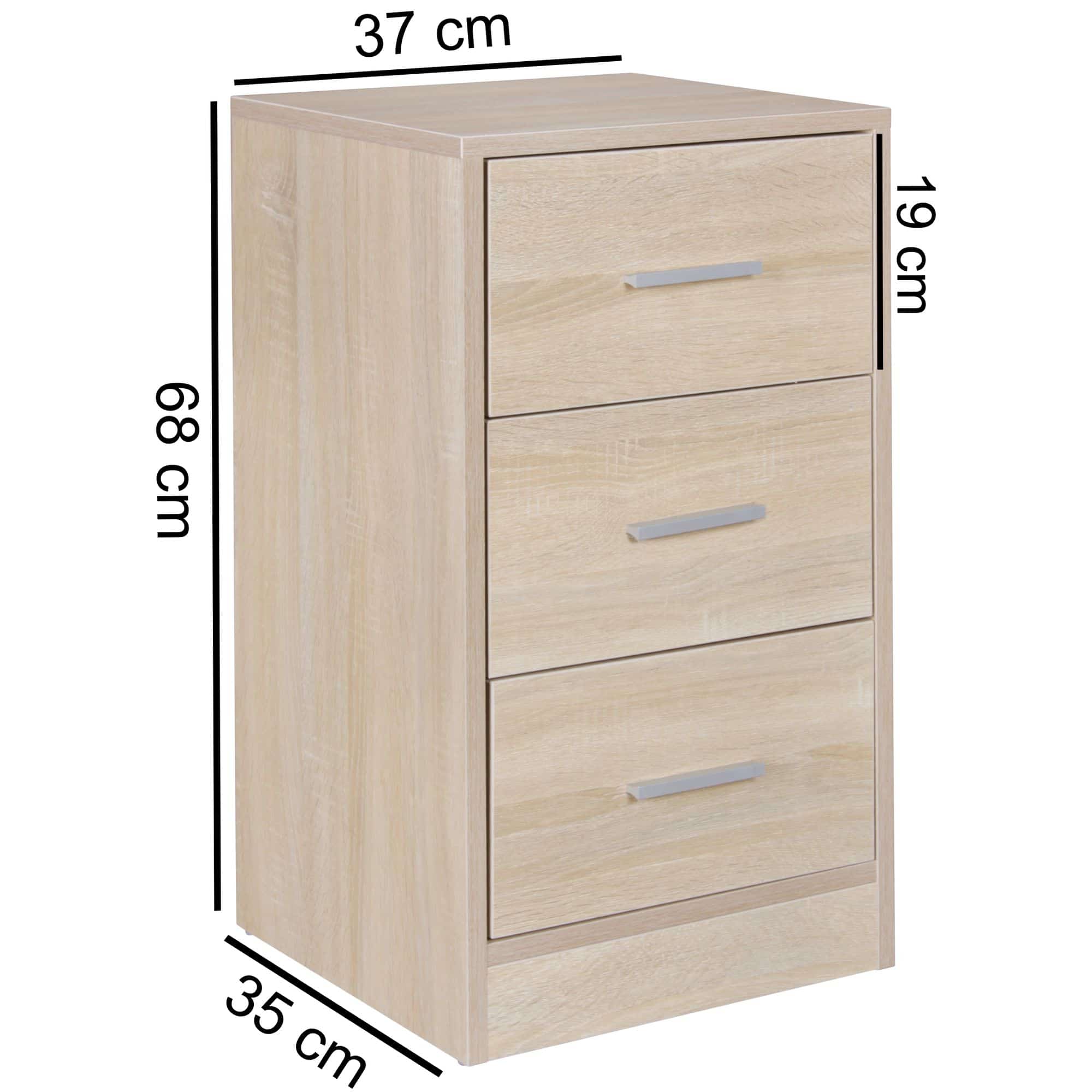 44685-WOHNLING-Nachtkonsole-OLAV-3-Schubladen-ext_1 Nachtkonsole FOGGIA Holz Nachttisch modern mit 3 Schubladen sonoma