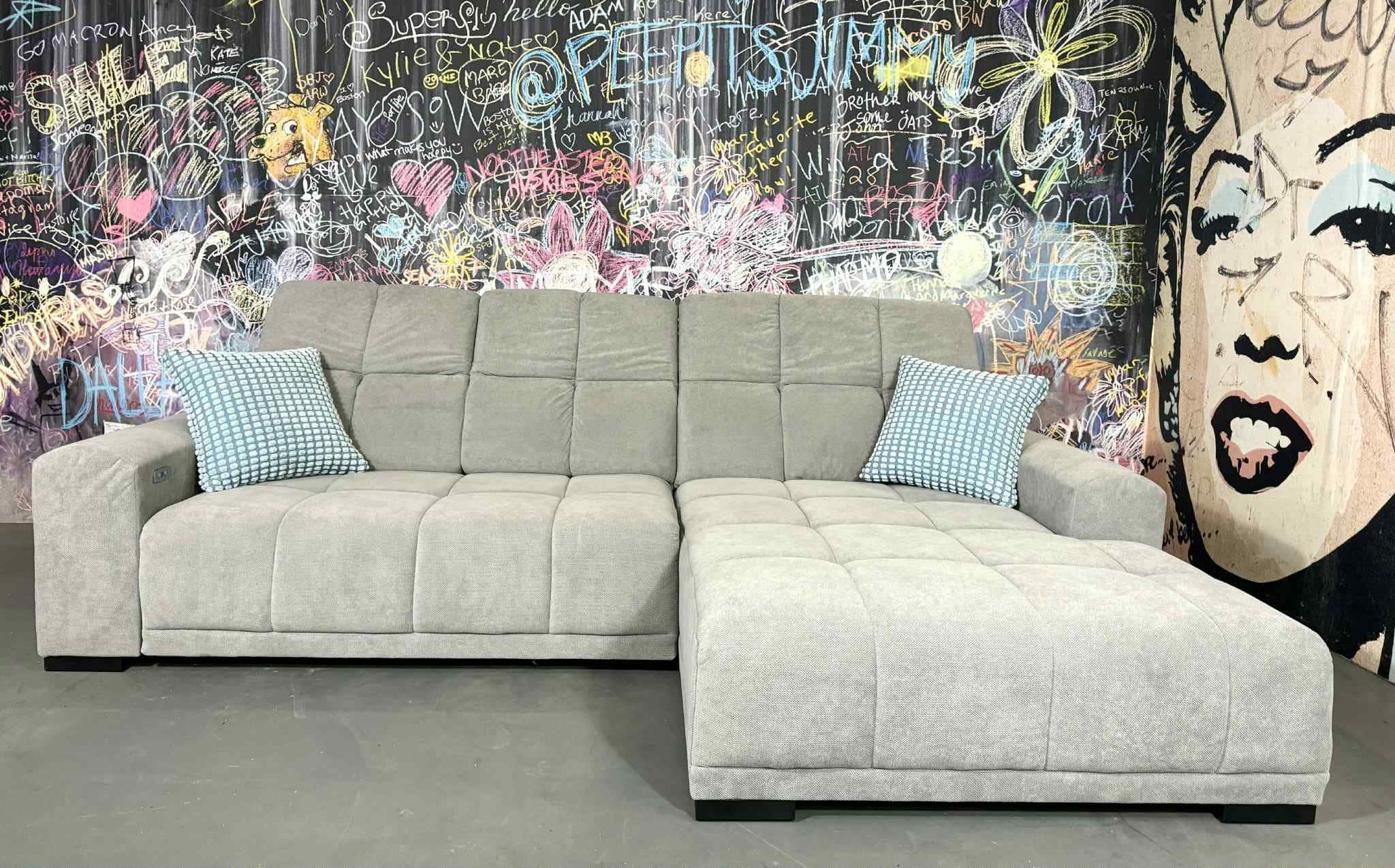 Sofa Amora Grau Mikrofaser rechts mit Elektrofunktion | Mikrofaser Flachgewebe