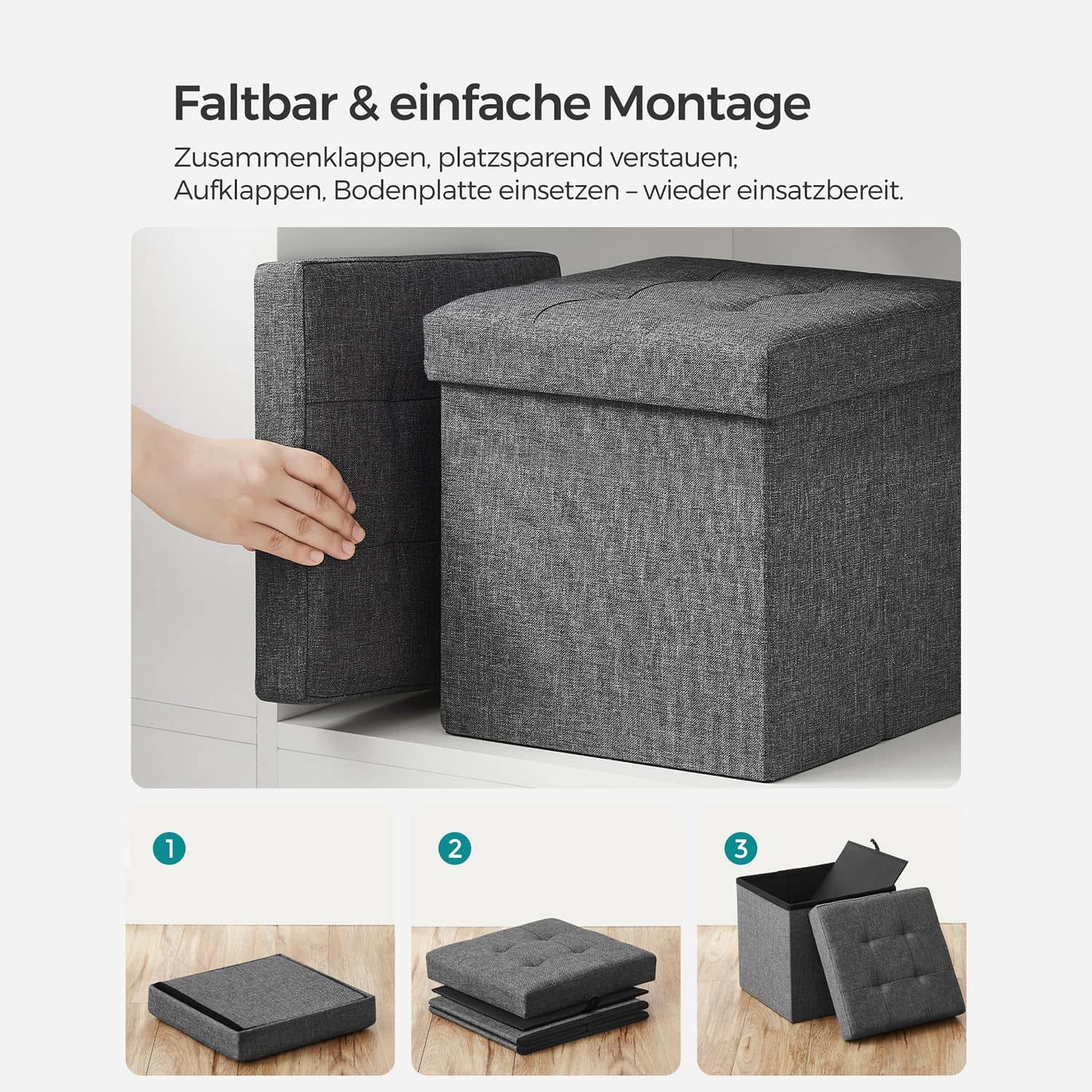 Sitzhocker mit Stauraum 30 x 30 x 30 cm-LSF028G01 Sitzhocker mit Stauraum 30 x 30 x 30 cm-LSF028G01