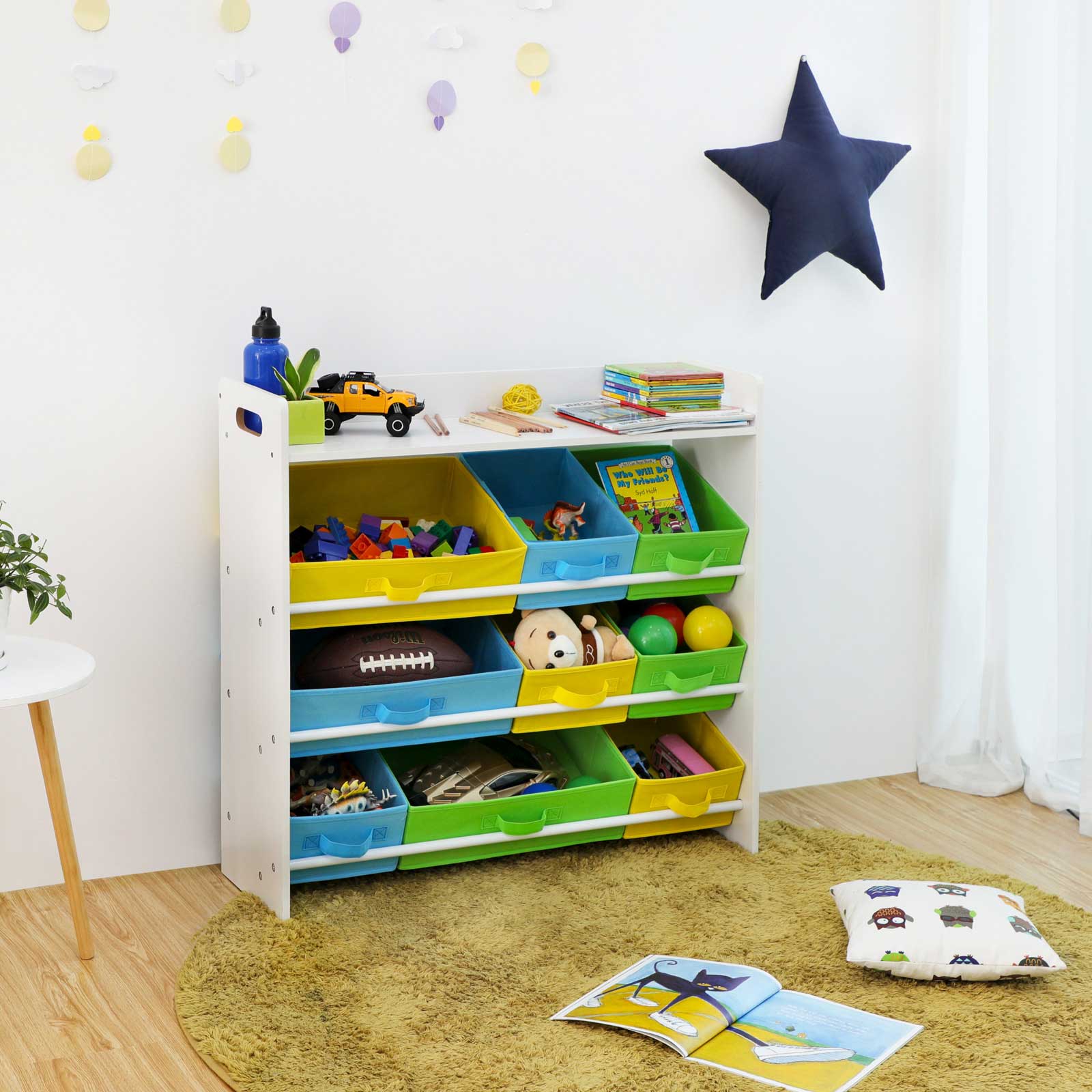 Kinderregal mit bunten Kisten-GKR31WT Kinderregal mit bunten Kisten-GKR31WT