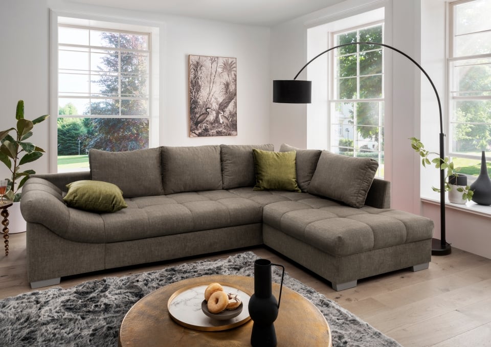 Ecksofa Alvito mit Schlaffunktion – Eleganter Mikrofaser Stoff in Verschiedenen Farben, von Benformato