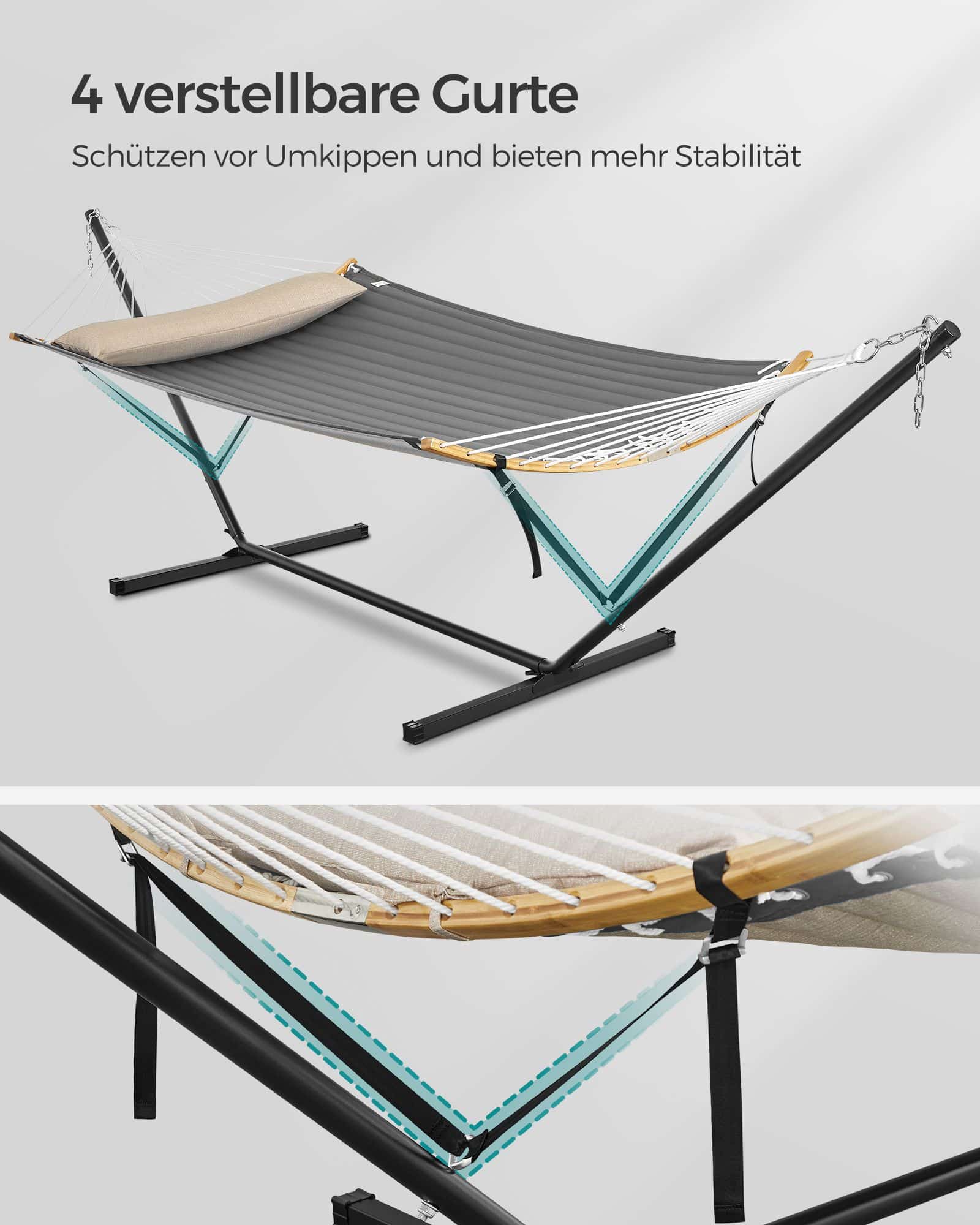 Hängematte mit Gestell aus Metall grau Hängematte mit Gestell aus Metall grau