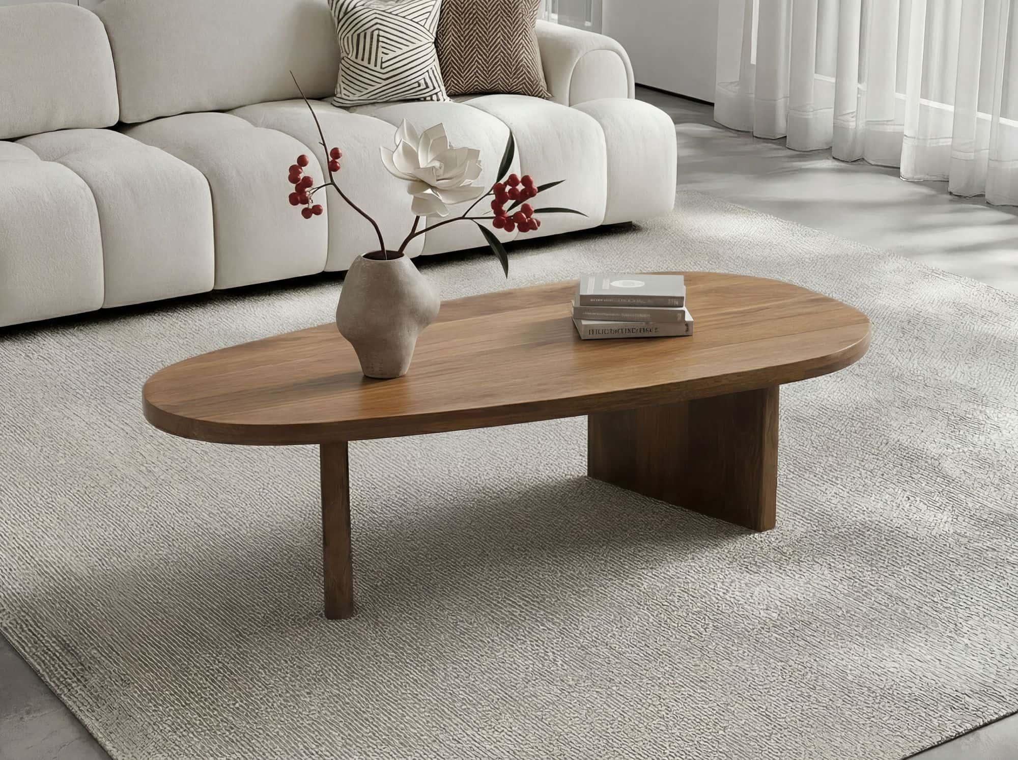 Couchtisch Mango Massivholz oval 120cm - Handgefertigter Wohnzimmertisch im modernen Design mit abgerundeter Form - Flacher Beistelltisch Sofatisch aus Echtholz Handmade Couchtisch Mango Massivholz oval 120cm - Handgefertigter Wohnzimmertisch im modernen Design mit abgerundeter Form - Flacher Beistelltisch Sofatisch aus Echtholz Handmade