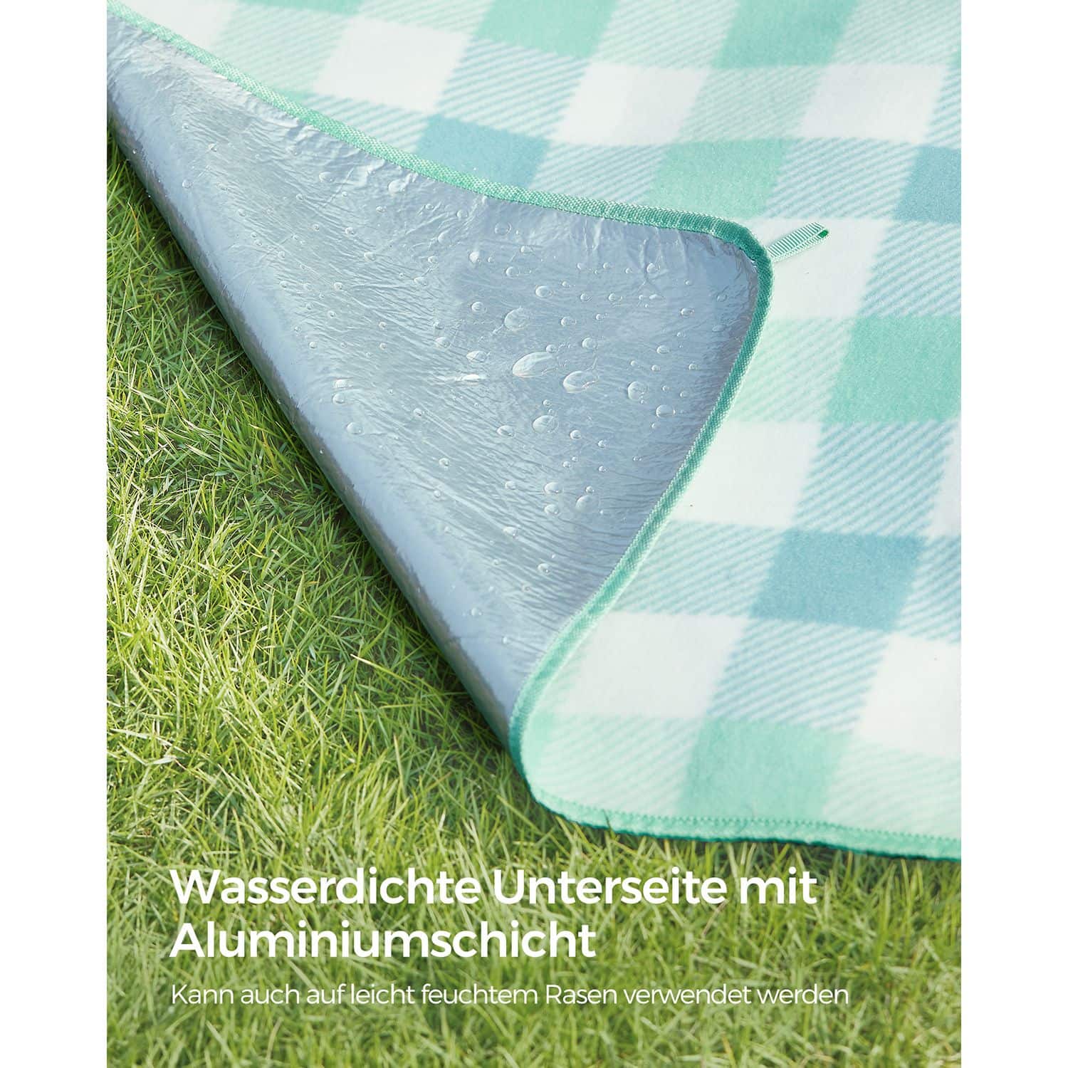 Picknickdecke 300 x 200 cm wasserdicht grün-weiß-GCM012W03 Picknickdecke 300 x 200 cm wasserdicht grün-weiß-GCM012W03