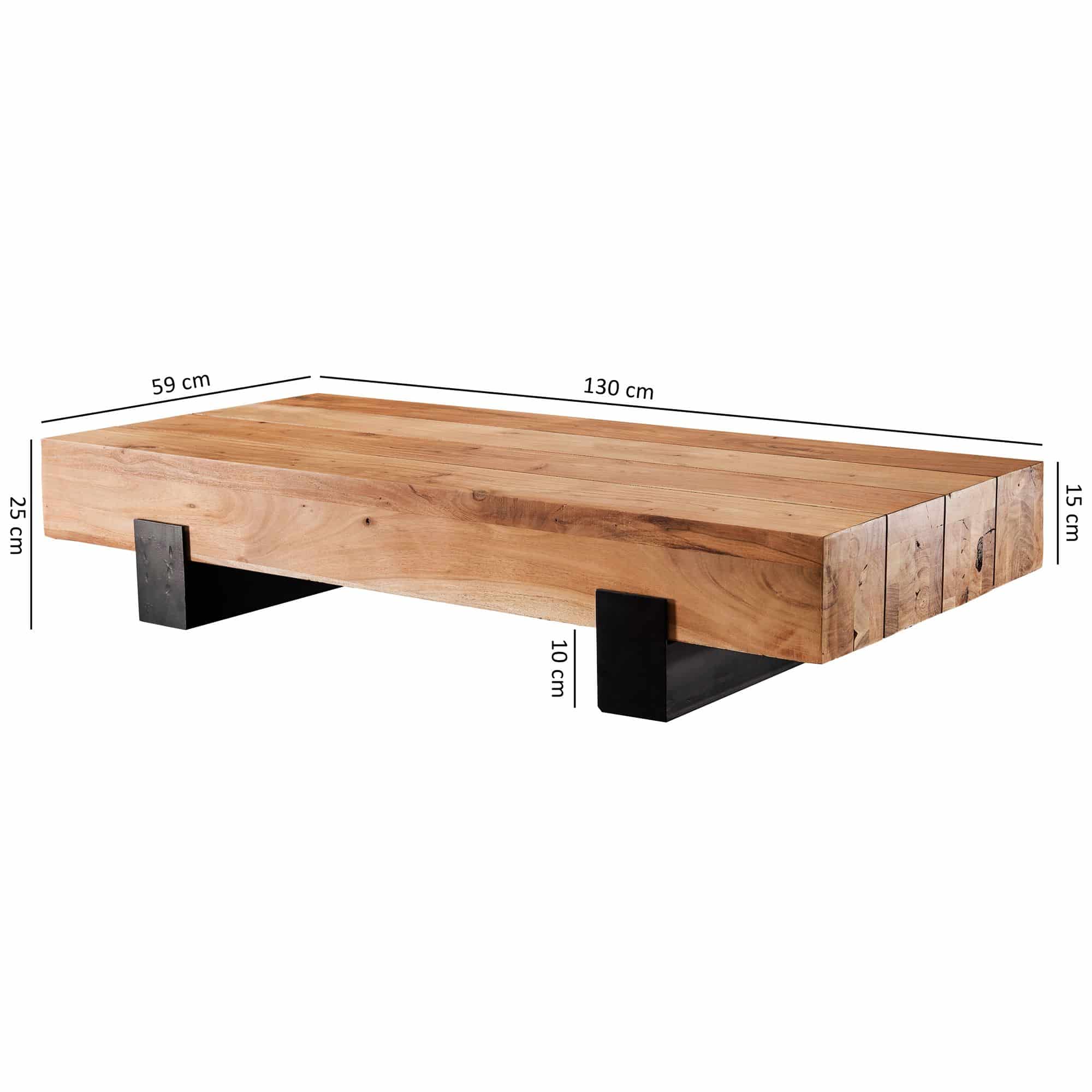 47288-WOHNLING-Couchtisch-130x60x25-cm-Akazie-WL_3 Couchtisch 130x25x59cm Akazie Massivholz / Metall Sofatisch