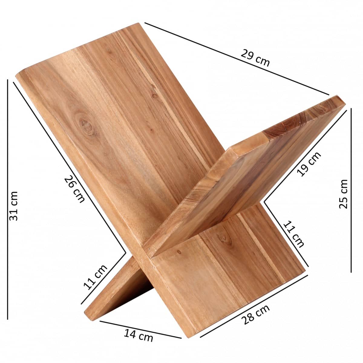 38763-Wohnling-Massivholz-Zeitungsstaender-Akazie_8xFW5QmCLi52EF Zeitungsständer MUMBAI Massivholz Akazie X-Form 31 cm Zeitschriften-Ständer Design Prospekt-Halter Landhaus-Stil