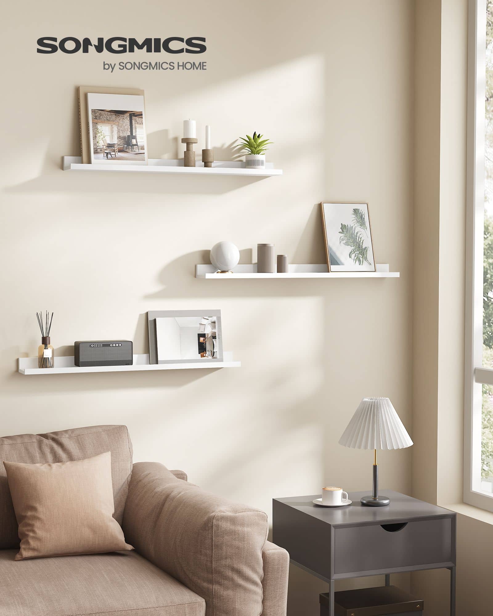 3er Set Schweberegal 80 cm breit weiß-LWS081W01 3er Set Schweberegal 80 cm breit weiß-LWS081W01