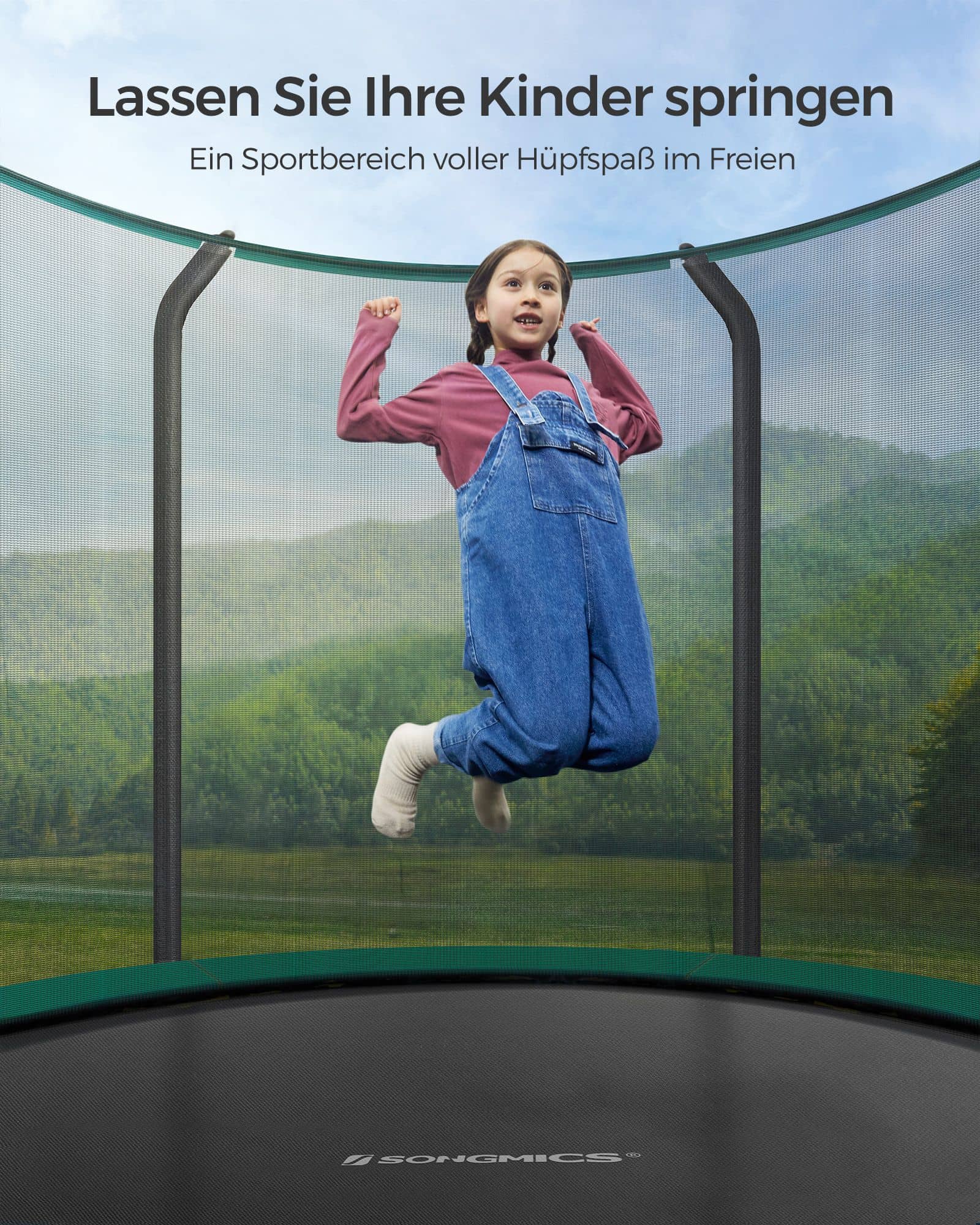 Trampolin Ø 244 cm mit innenliegendem Netz schwarz-dunkelgrün-STR083C01 Trampolin Ø 244 cm mit innenliegendem Netz schwarz-dunkelgrün-STR083C01