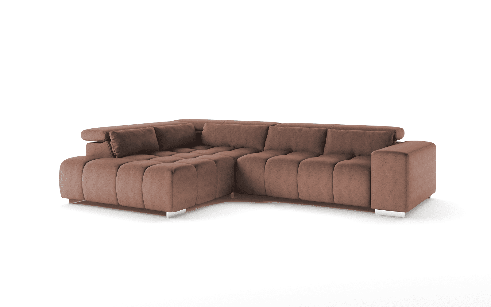 Ecksofa Orion von Cotta – Modernes Sofa mit verstellbaren Kopflehnen Farbe Cinnamon, Mikrofaserbezug, Nosagfederung 