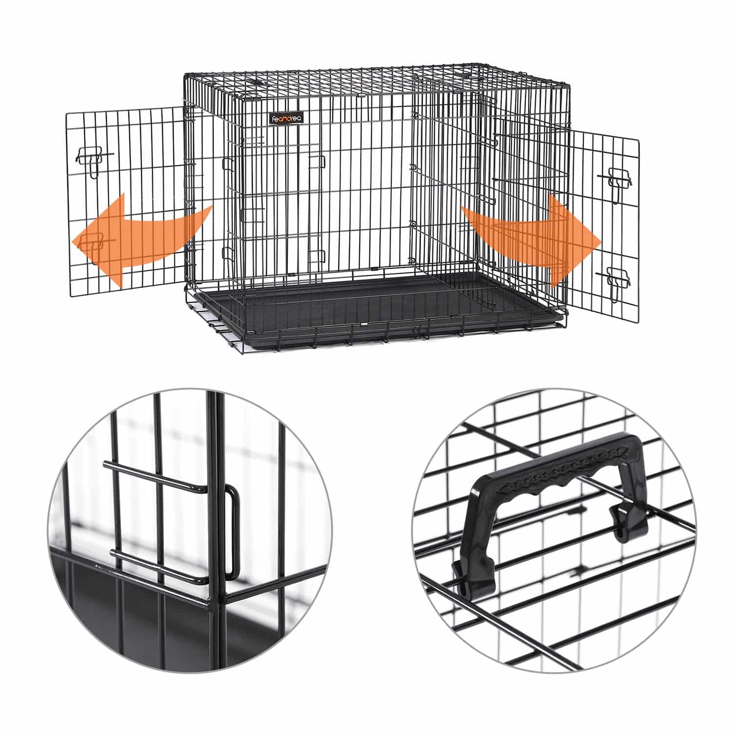 Hundekäfig 107 x 70 x 77,5 cm mit Türen-PPD42BK