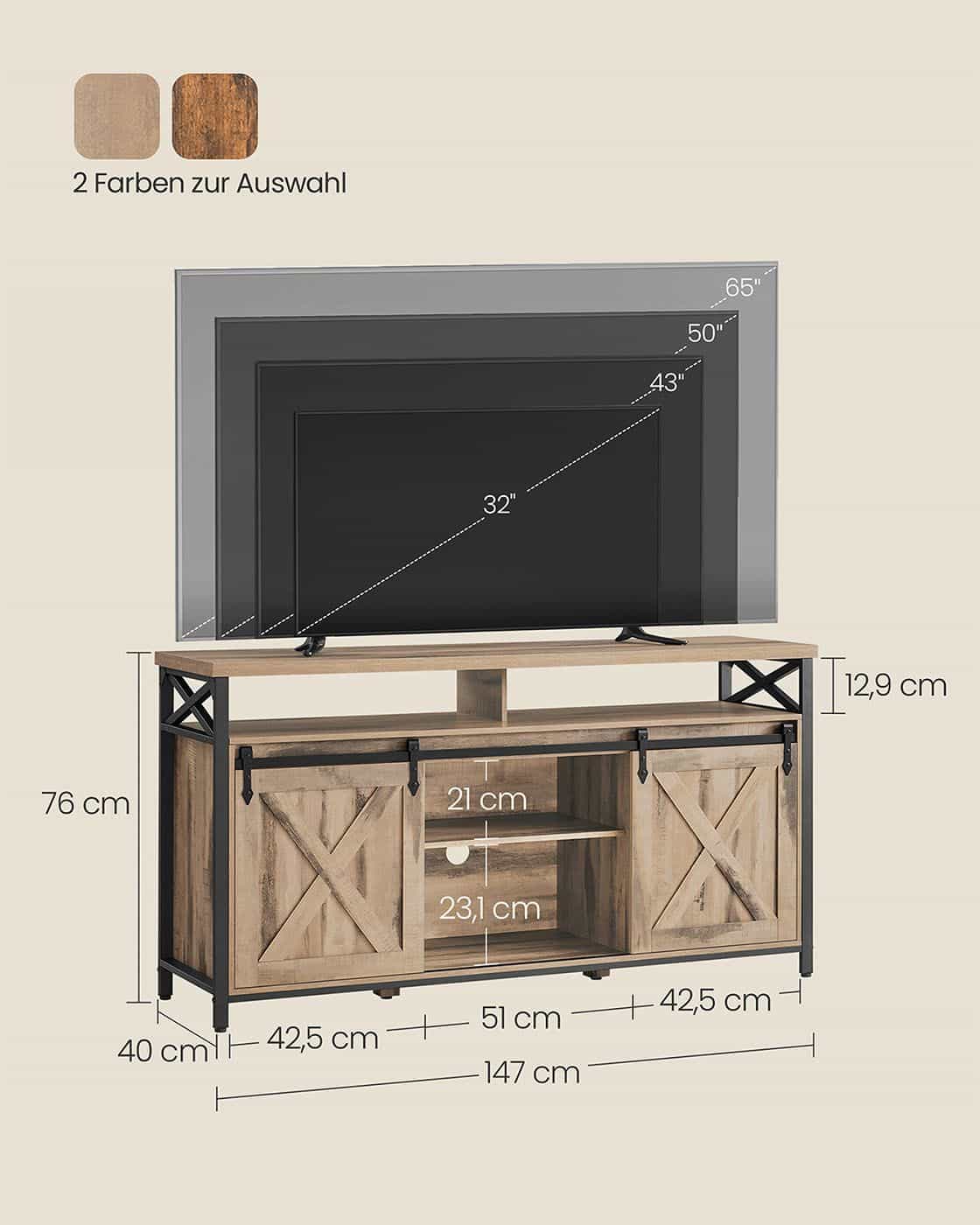 TV-Schrank für Fernseher bis zu 65 Zoll kamelbraun-schwarz TV-Schrank für Fernseher bis zu 65 Zoll kamelbraun-schwarz