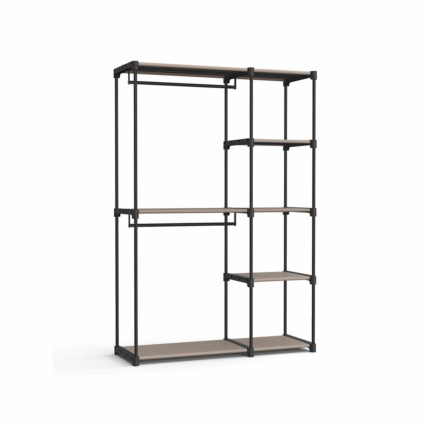 Kleiderschrank offen mit Kleiderstangen 43 x 124 x 182 cm Taupe