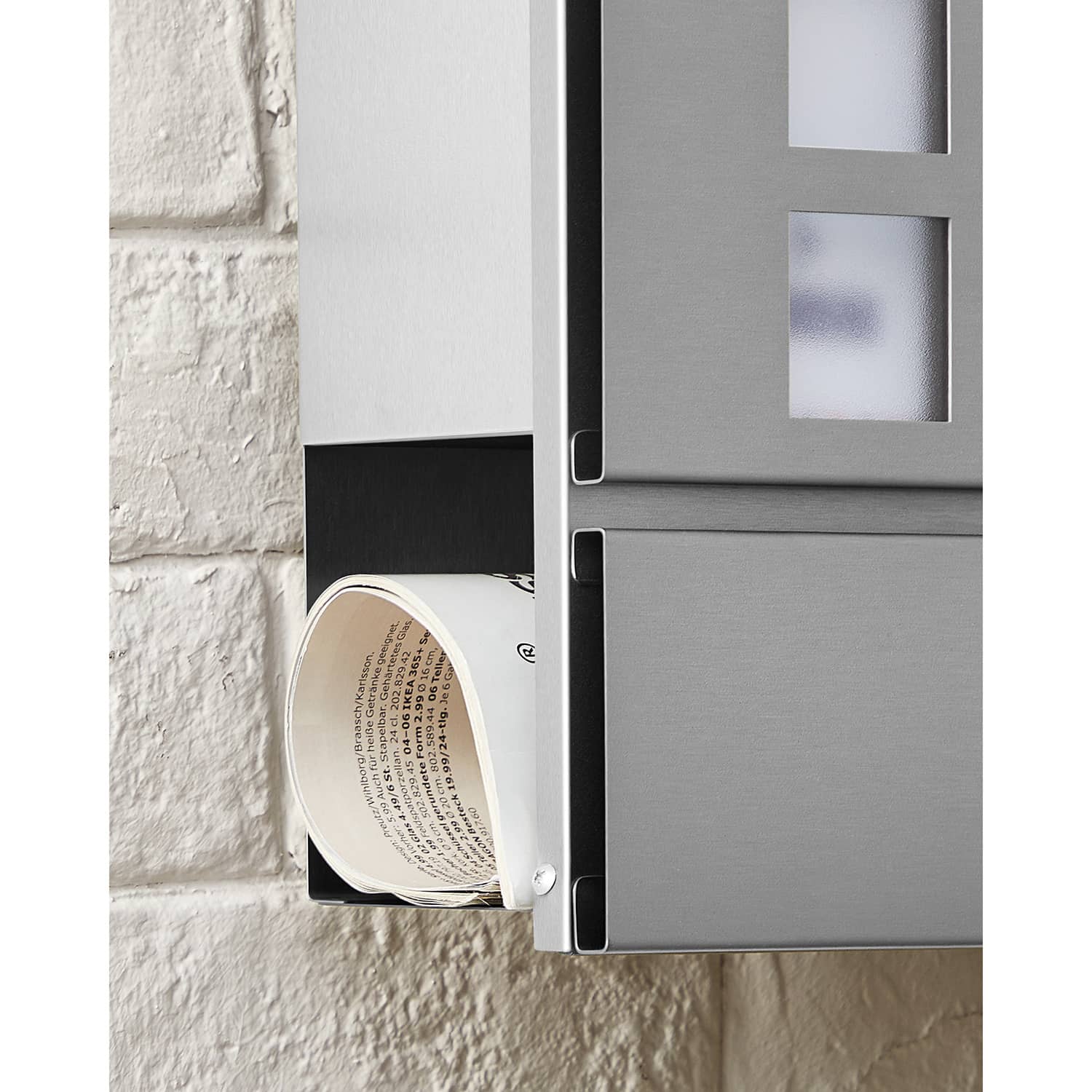 Wandbriefkasten mit Zeitungsfach silbern-GMB052S02