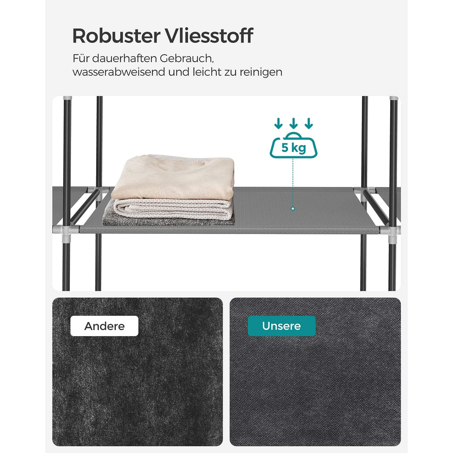 Stoffschrank mit 2 Kleiderstangen und 4 Seitentaschen-RYG008G02 Stoffschrank mit 2 Kleiderstangen und 4 Seitentaschen-RYG008G02