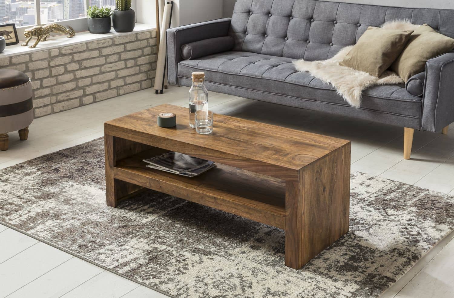 Couchtisch Massiv-Holz Durban Sheesham 110 cm breit Wohnzimmer-Tisch Design braun Landhaus-Stil Beistelltisch Couchtisch Massiv-Holz Durban Sheesham 110 cm breit Wohnzimmer-Tisch Design braun Landhaus-Stil Beistelltisch