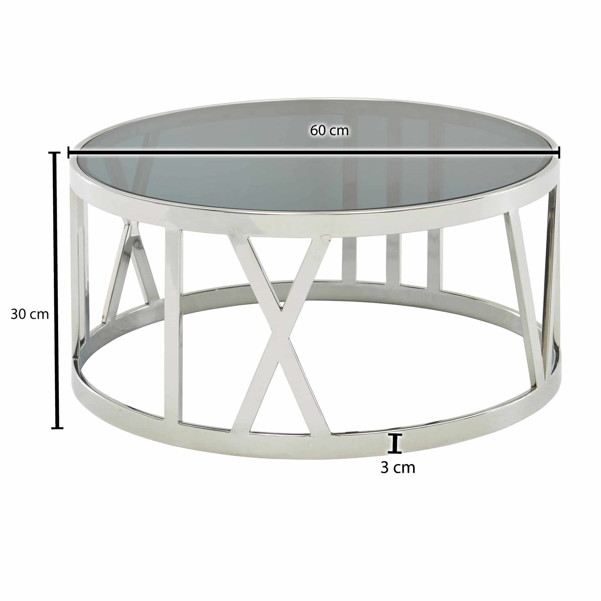 Couchtisch Glas Metall 60x60x30 cm Sofatisch Silber Couchtisch Glas Metall 60x60x30 cm Sofatisch Silber
