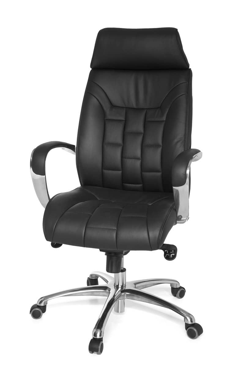 22818-002piTOzV7zlA6XC Bürostuhl Echtleder schwarz bis 120kg Schreibtischstuhl Wippfunktion Chefsessel Armlehnen Drehstuhl X-XL