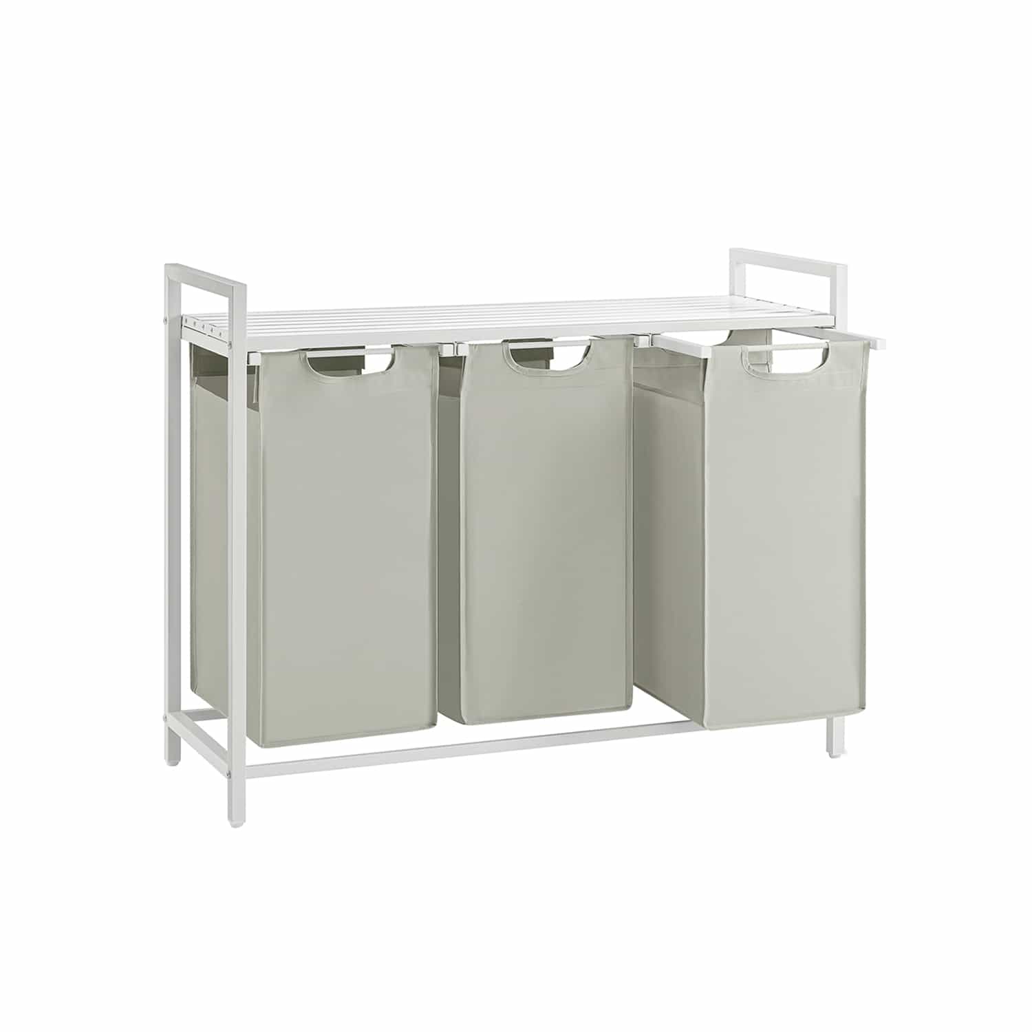 Wäschekorb 3 x 38 L mit 1 Ablage weiß-B34BLH301W01 Wäschekorb 3 x 38 L mit 1 Ablage weiß-B34BLH301W01