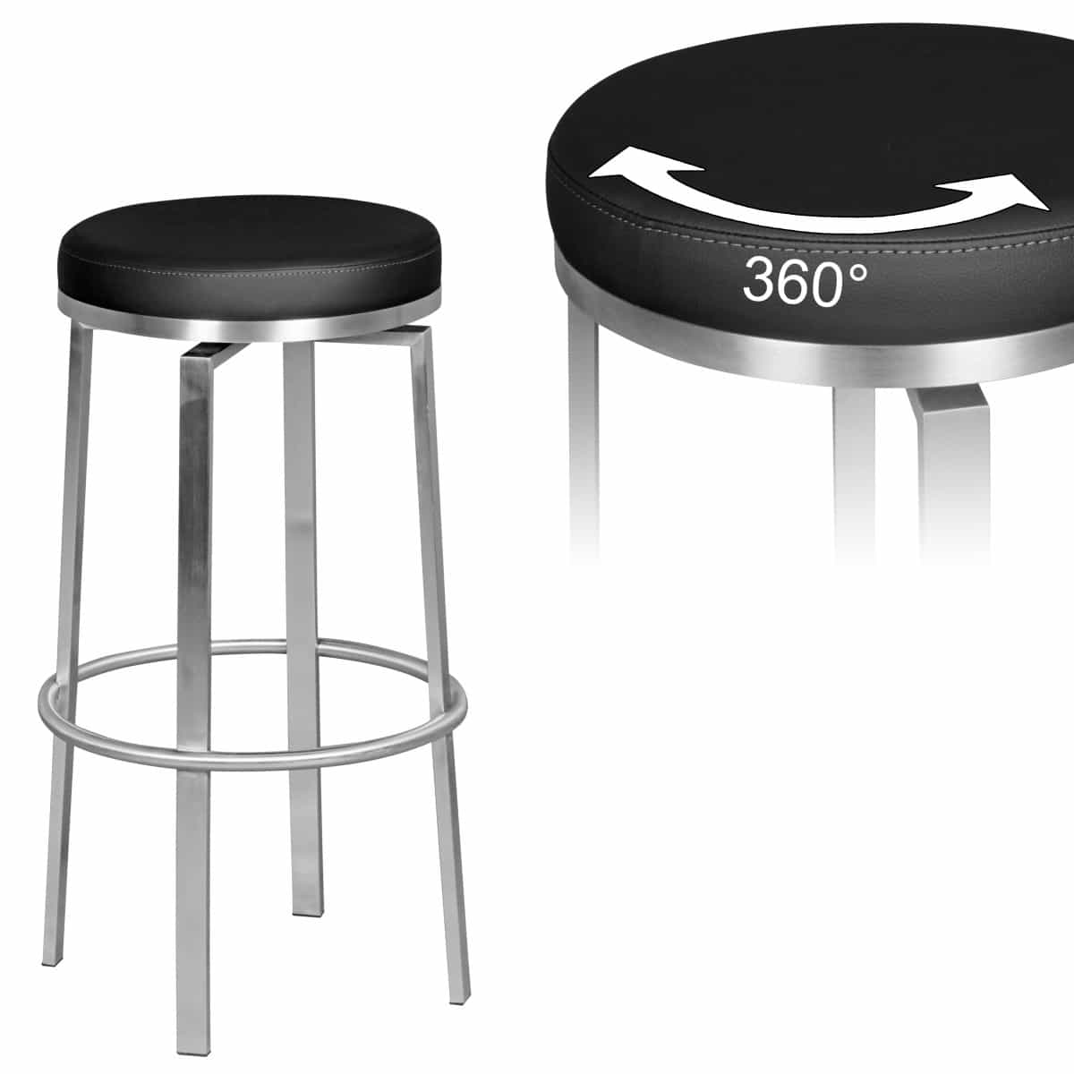 41778-WOHNLING-Durable-M8-Barhocker-Edelstahl-schpTtUhFYrDj86v Barhocker WL1.947 Schwarz 42x76x42 cm Edelstahl Barstuhl 360° Drehbar