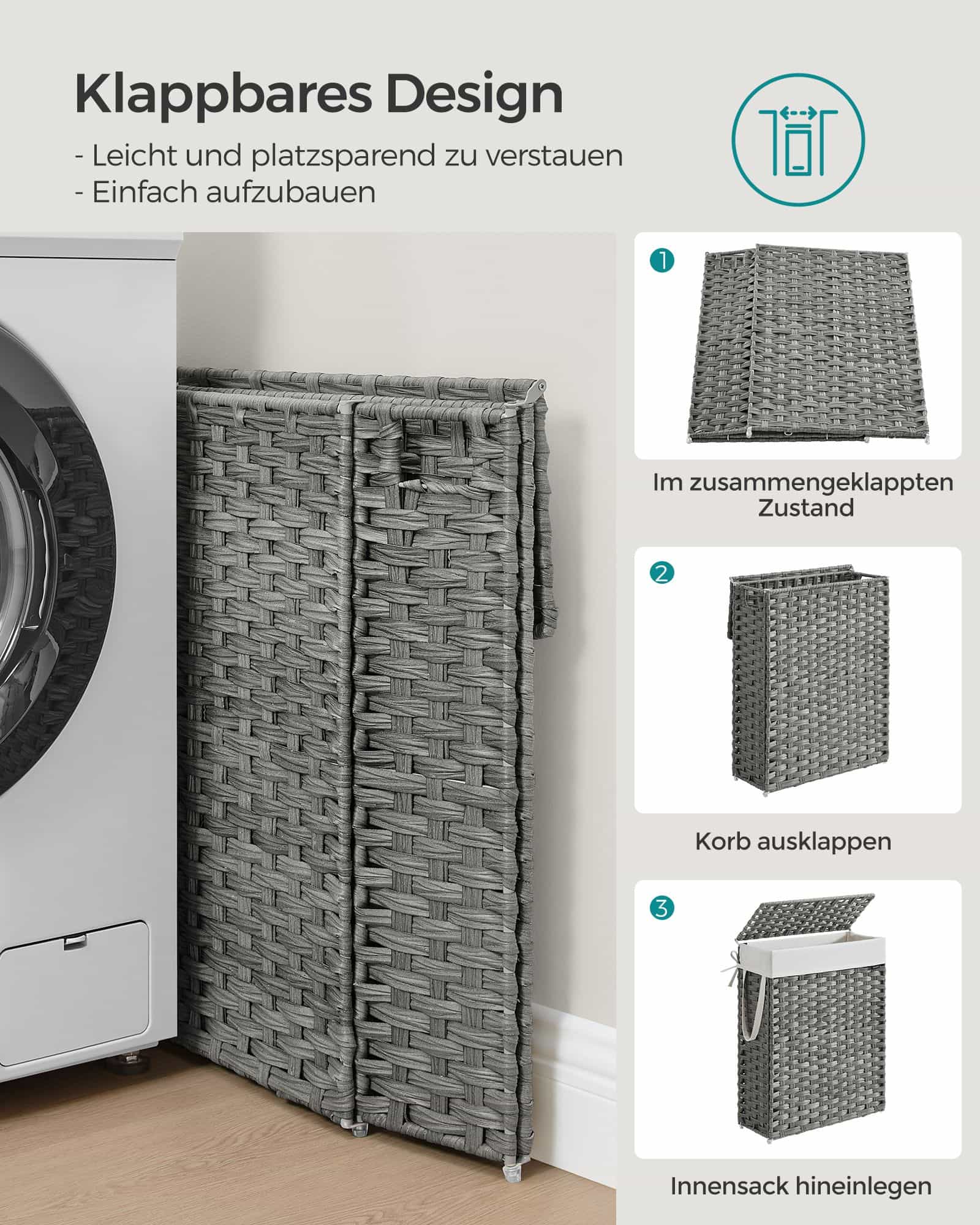 Wäschekorb aus synthetischem Rattan mit Deckel Wäschekorb aus synthetischem Rattan mit Deckel