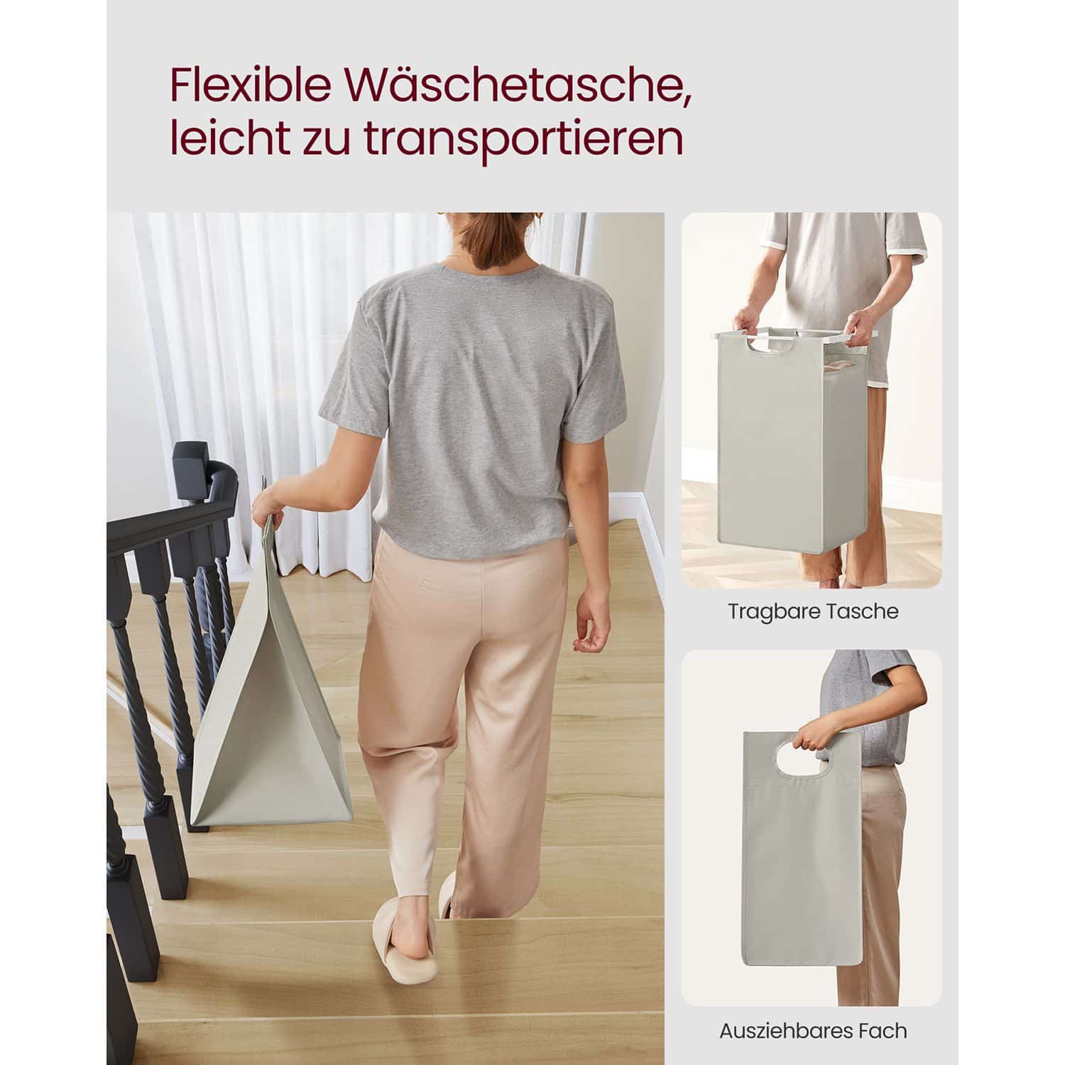 Wäschekorb 2 x 46 L mit 2 Ablagen weiß Wäschekorb 2 x 46 L mit 2 Ablagen weiß